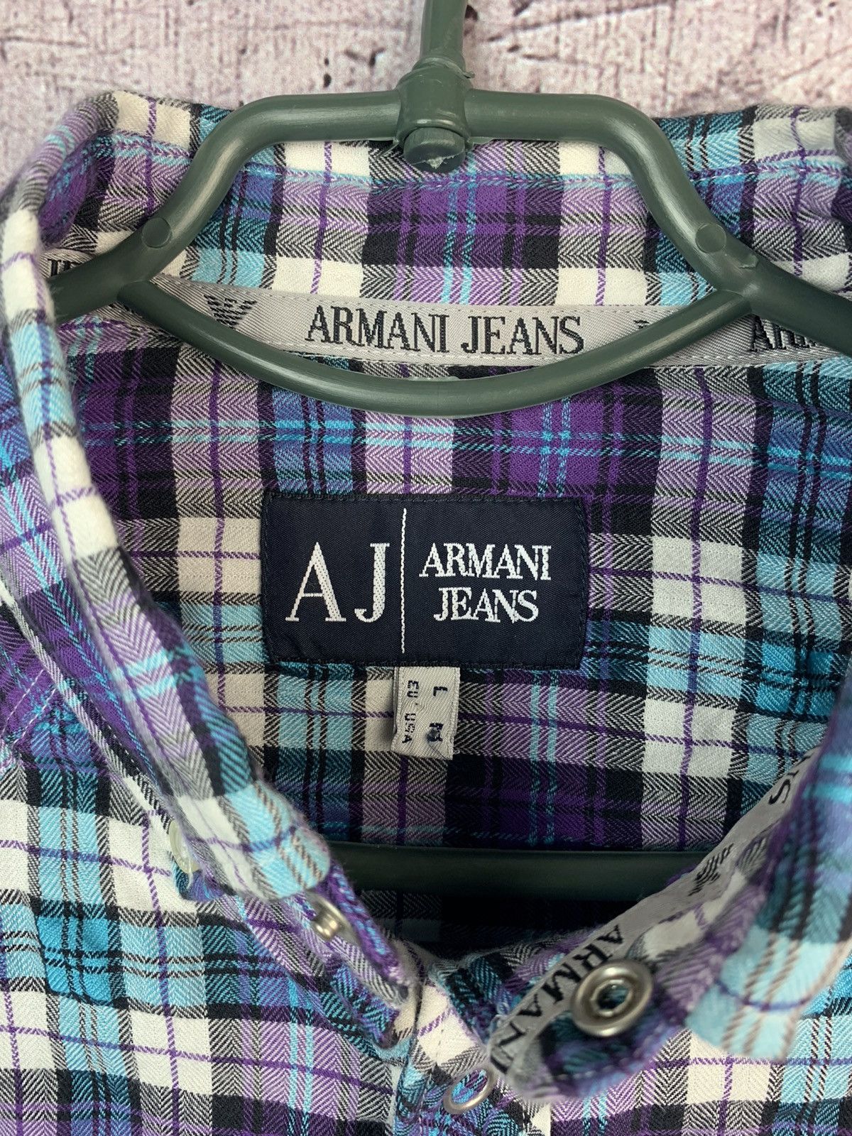 Armani Vintage Armani Jeans Logo Flannel Shirt Size US L / EU 52-54 / 3 - 7 Thumbnail