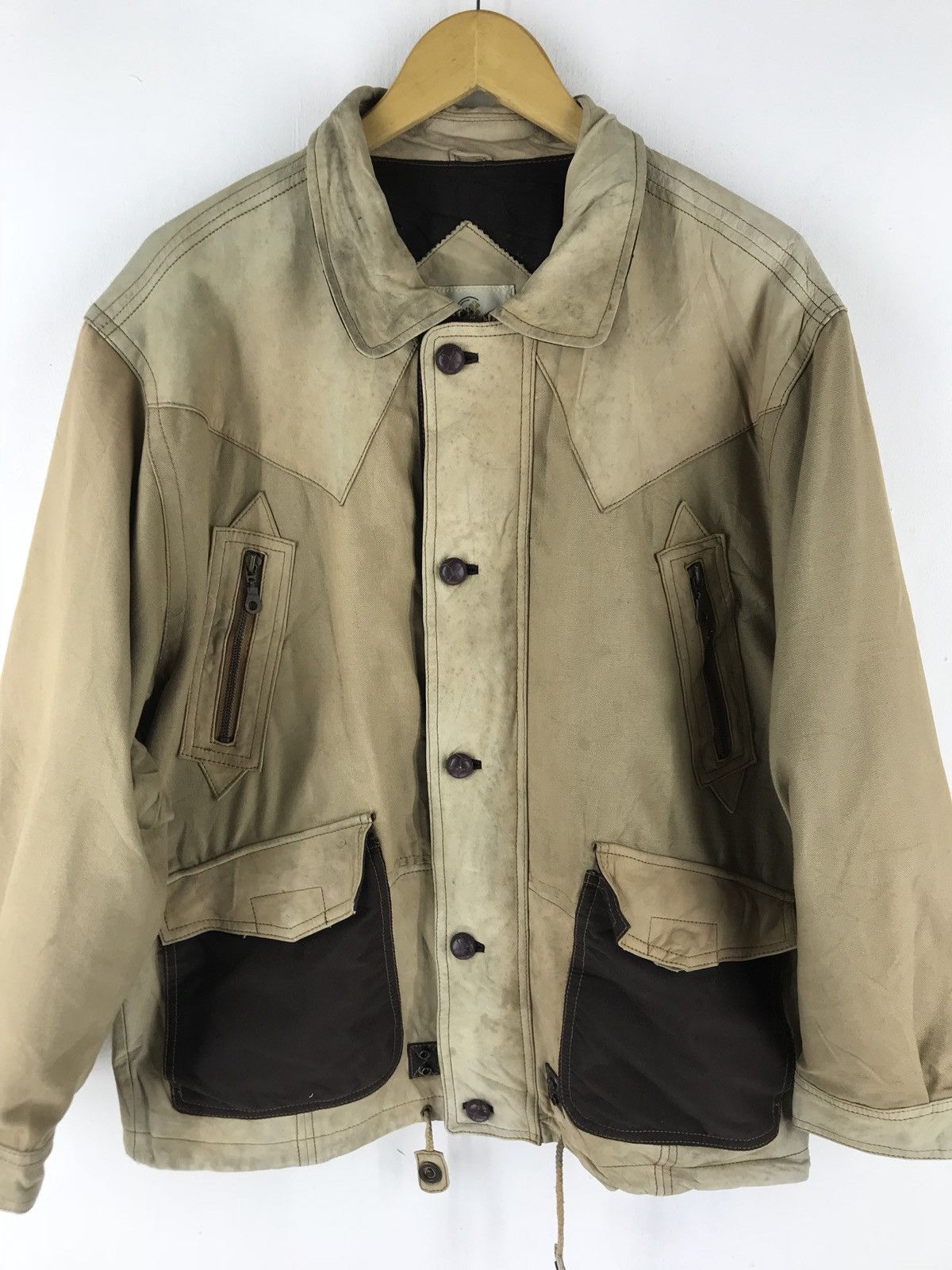 Japanese Brand 🔥Catch On Feel The Future Half Leather Hunting Jacket Size US M / EU 48-50 / 2 - 4 Thumbnail