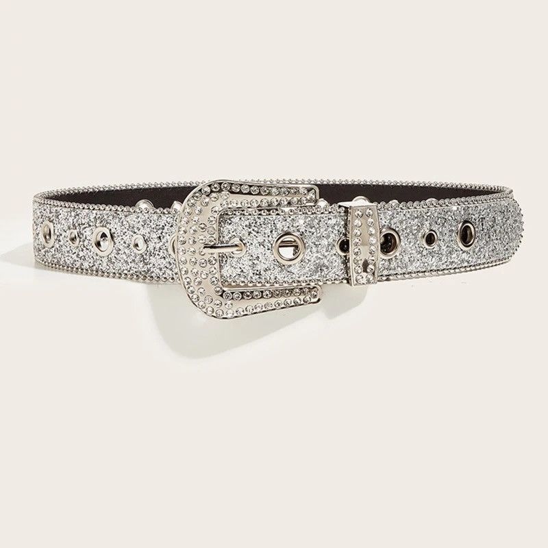 Other Silver Shine Rhinestone Waist Belt Size ONE SIZE - 2 Thumbnail