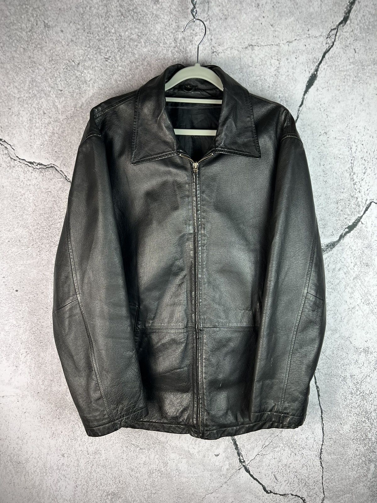 Vintage avant garde real genuine leather jacket