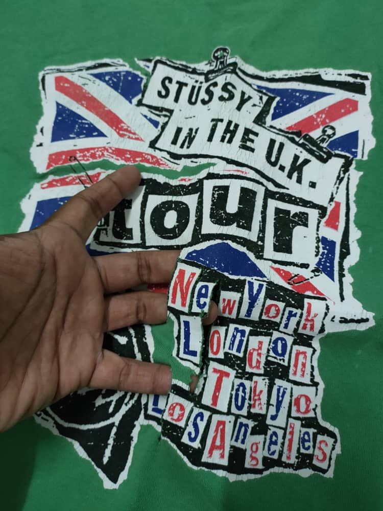 Other Vintage Stussy UK Tour Thrashed Distressed T Size US XL / EU 56 / 4 - 3 Thumbnail