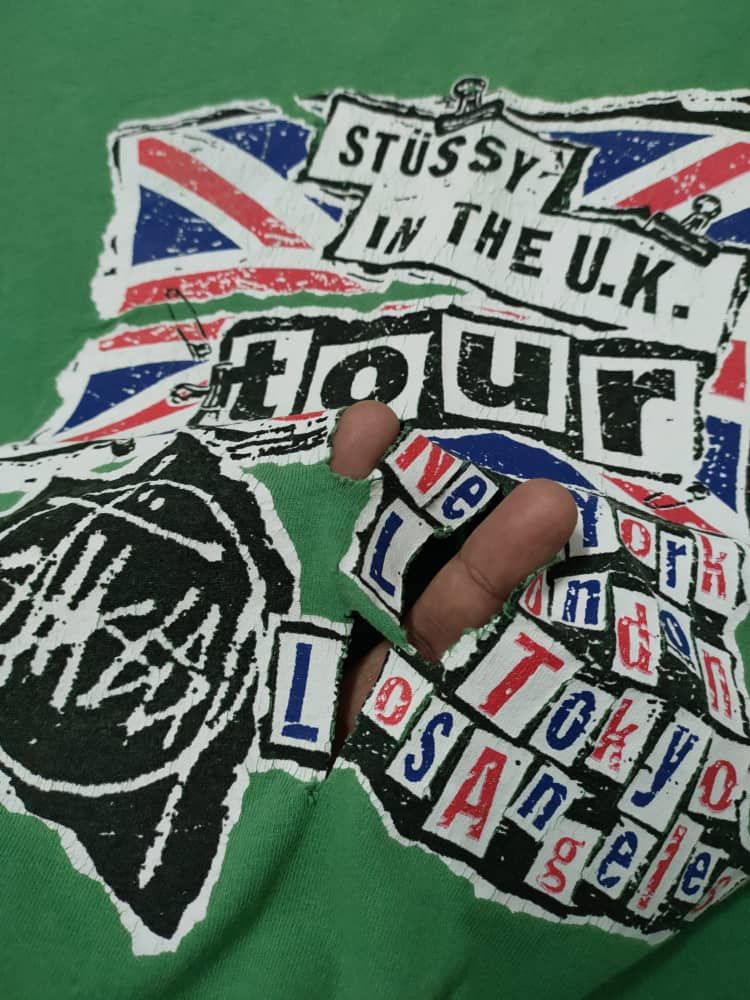 Other Vintage Stussy UK Tour Thrashed Distressed T Size US XL / EU 56 / 4 - 4 Thumbnail