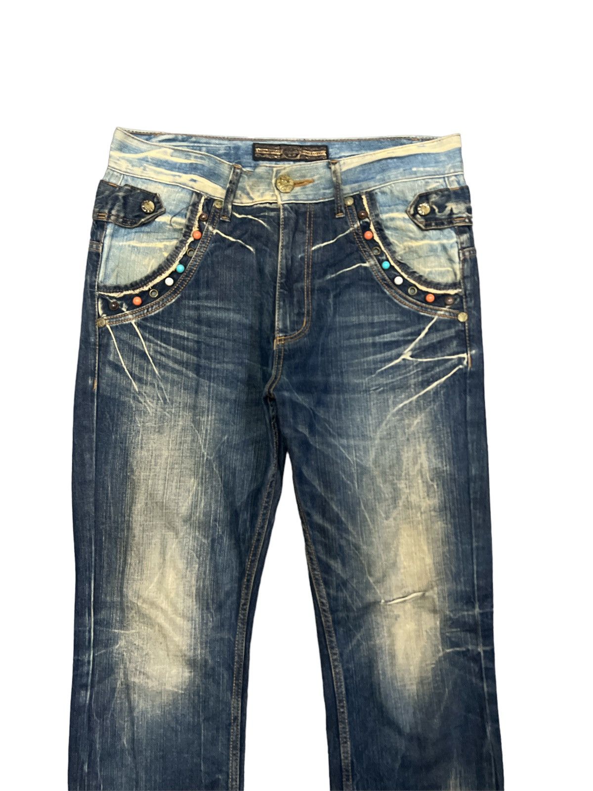 Japanese Brand RARE💥LIMITED DESING THRASHED RUSTY DENIM PANT Size US 34 / EU 50 - 3 Thumbnail