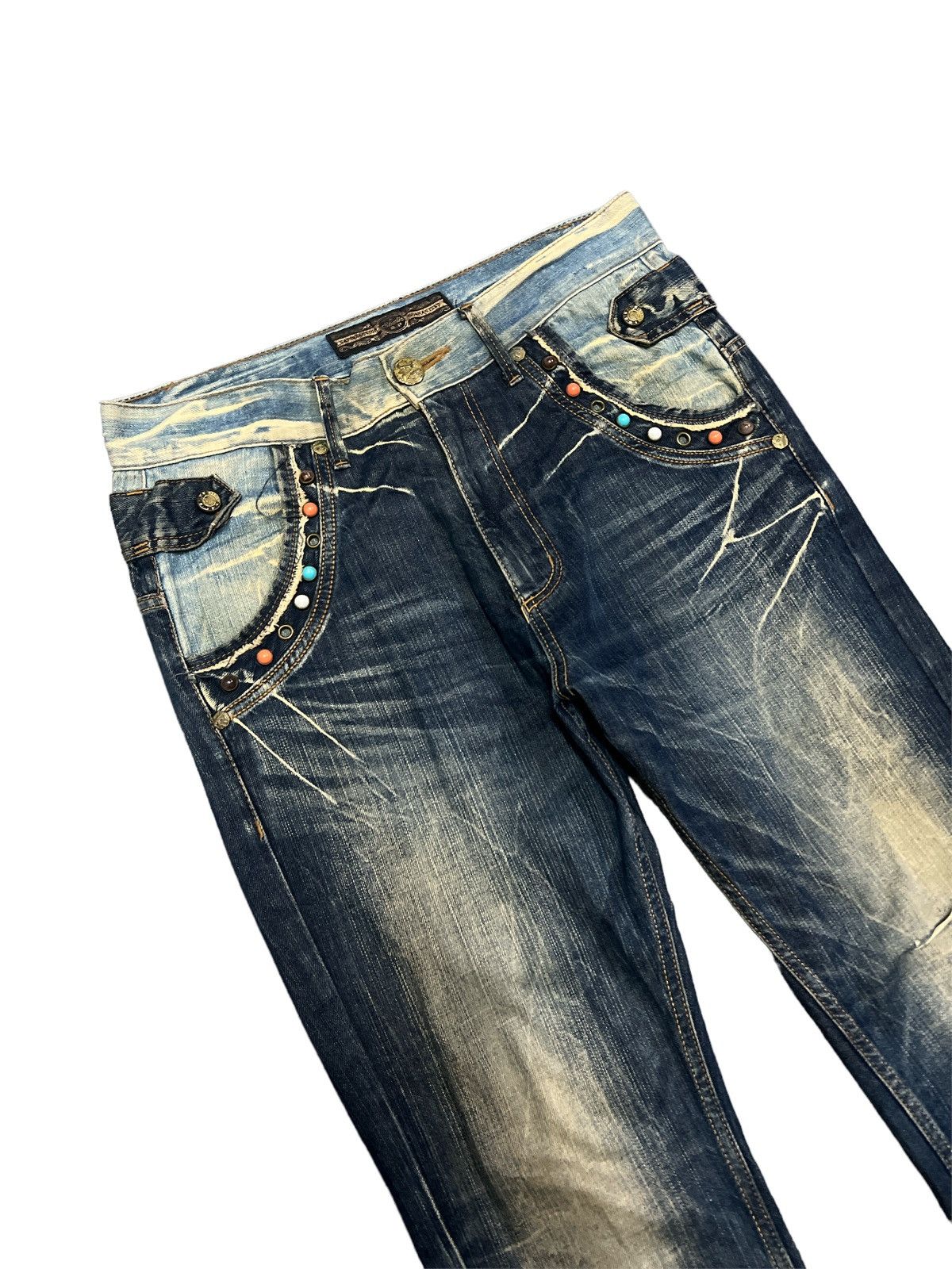 Japanese Brand RARE💥LIMITED DESING THRASHED RUSTY DENIM PANT Size US 34 / EU 50 - 6 Thumbnail