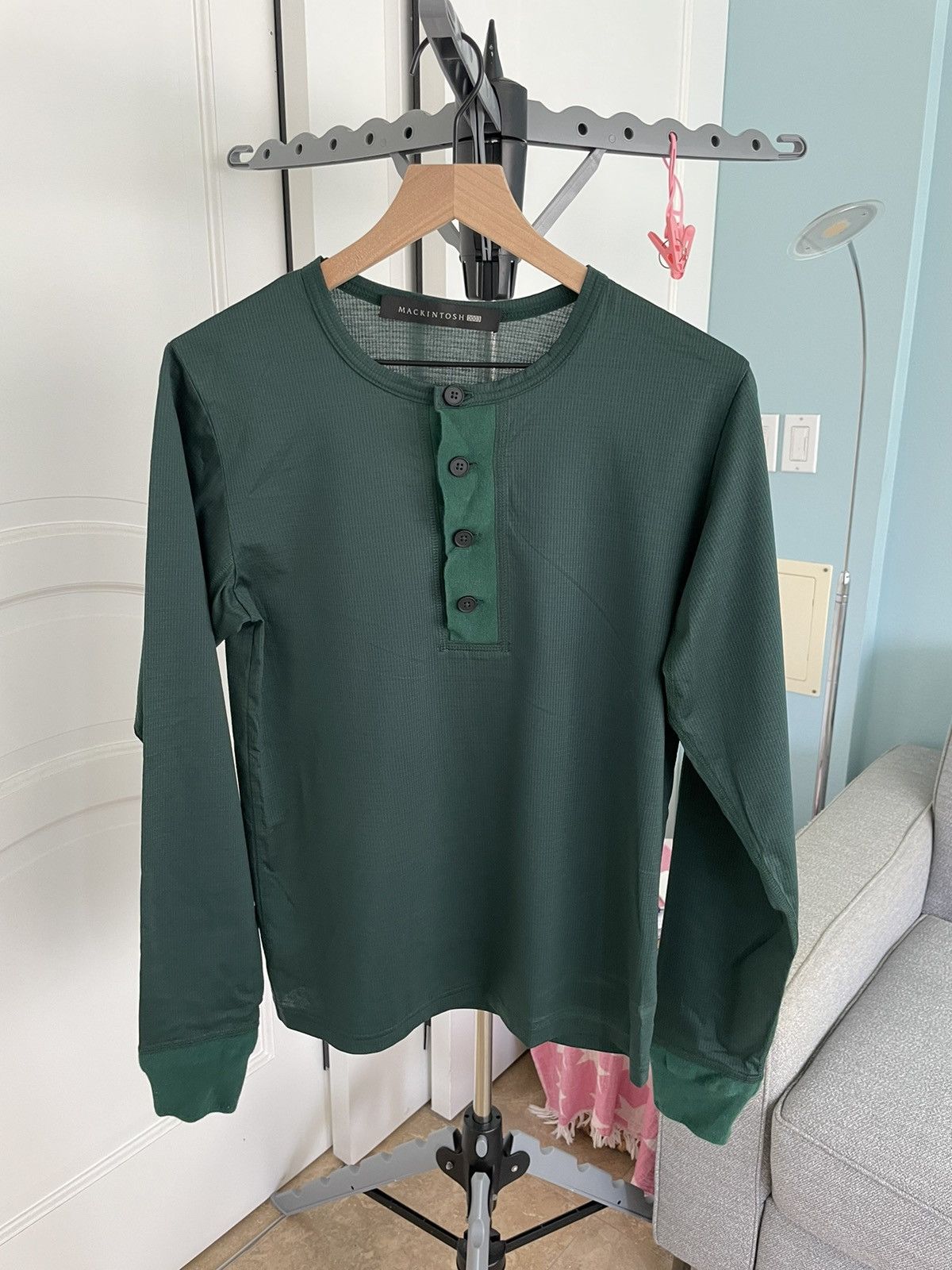 image of Kiko Kostadinov x Mackintosh 0003 Henley Shirt in Green, Men's (Size Small)