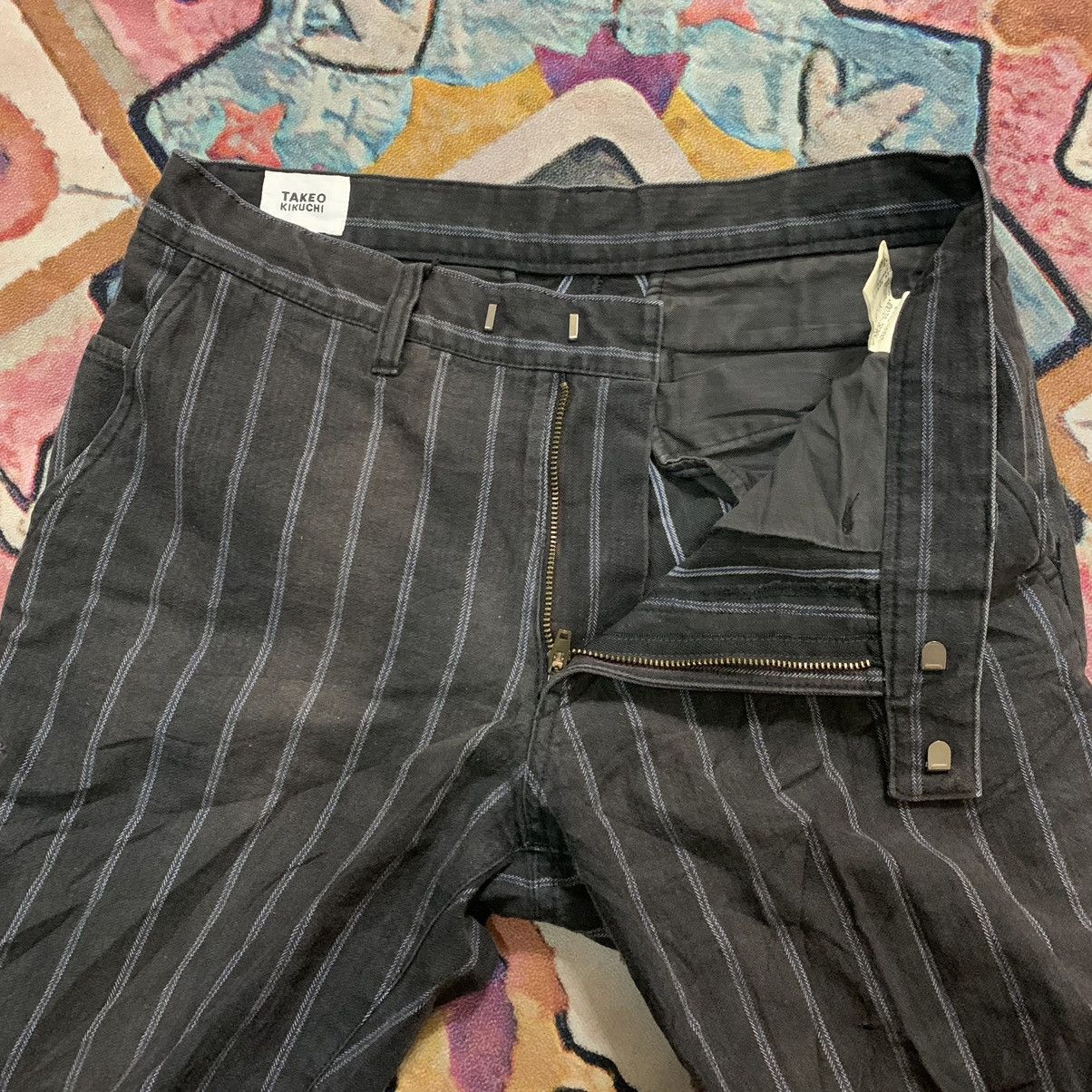 Takeo Kikuchi × Vintage Vintage Designer Takeo Kikuchi Black Striped Jeans Size US 30 / EU 46 - 12 Thumbnail