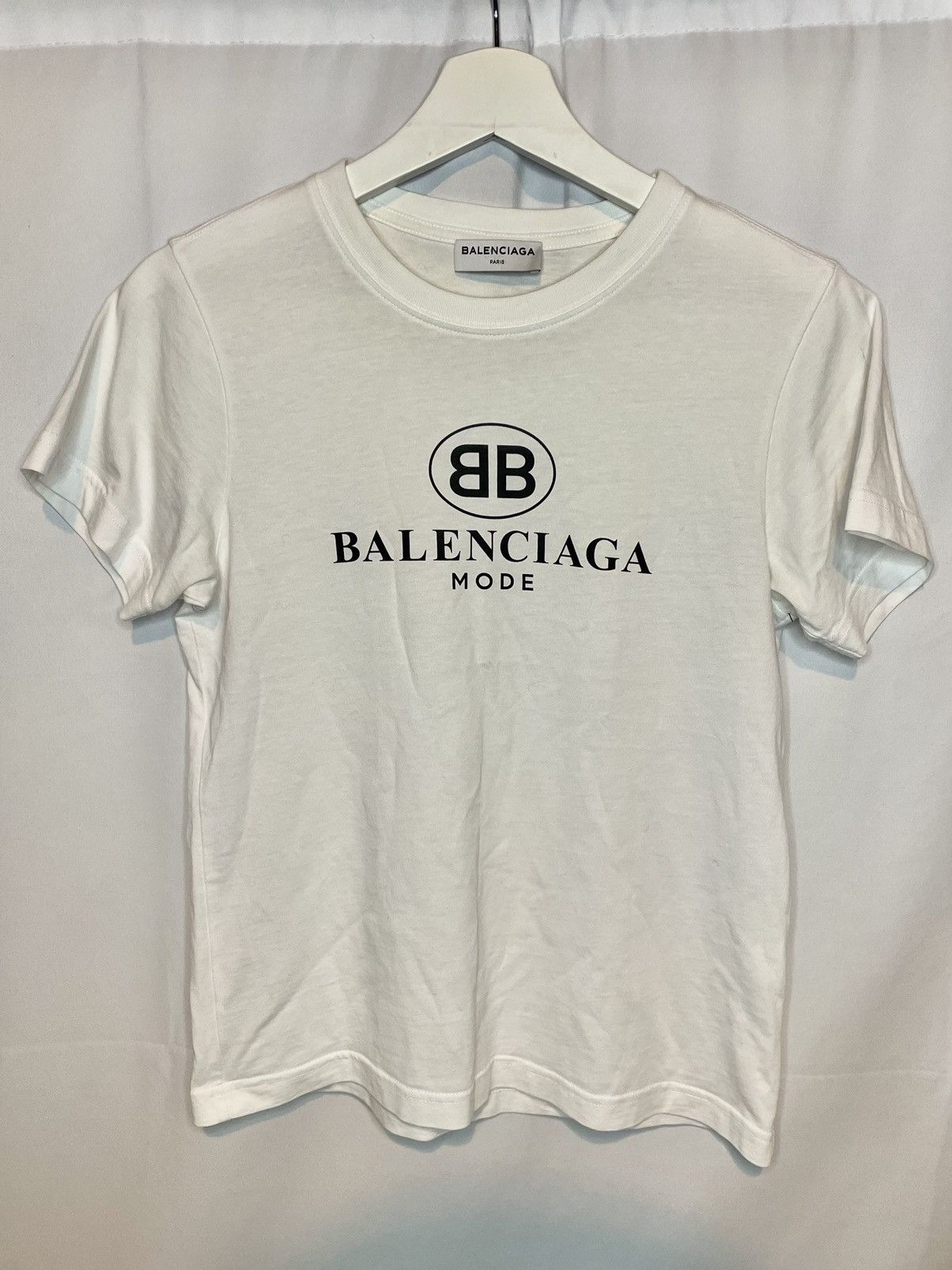 Image of Balenciaga Bb Balenciaga Mode Logo T-Shirt in White, Women's (Size Small)