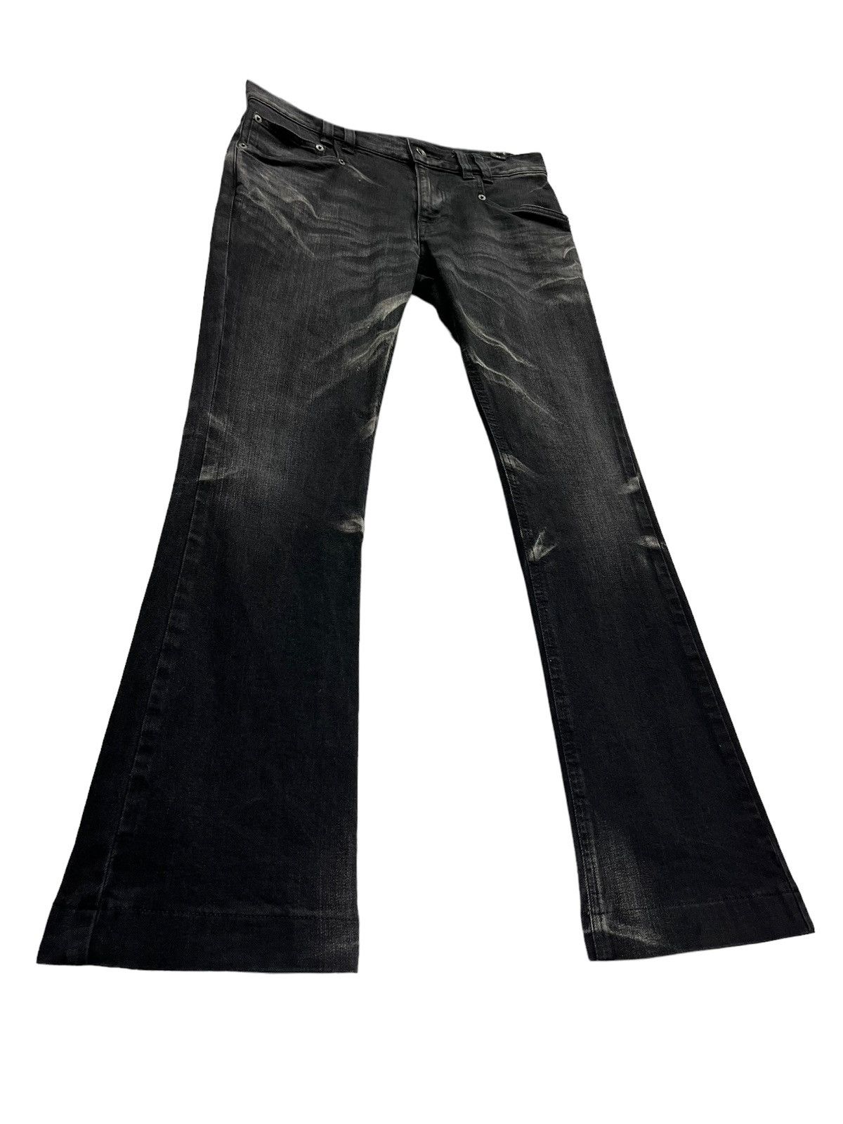 Michel Klein 90’s MICHEL KLEIN HOMME Stretch Denim Punk Whiskered Flare💥 Size US 30 / EU 46 - 2 Thumbnail