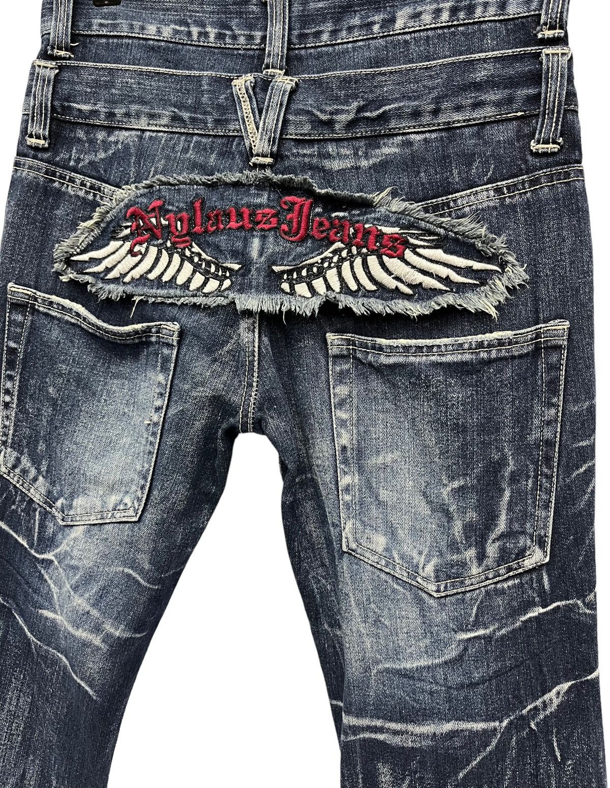 Japanese Brand SICK🔥NYLAUS PREMIUM Double Waist Flare Punk Whiskers Jeans Size US 30 / EU 46 - 3 Thumbnail