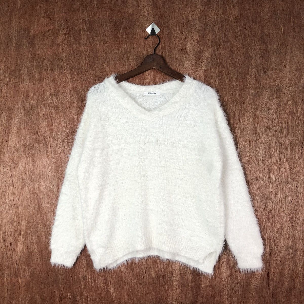 image of Aran Isles Knitwear x Homespun Knitwear Khalita White Shag Shaggy Fur Mohair Knitwear 6597 (Size Me