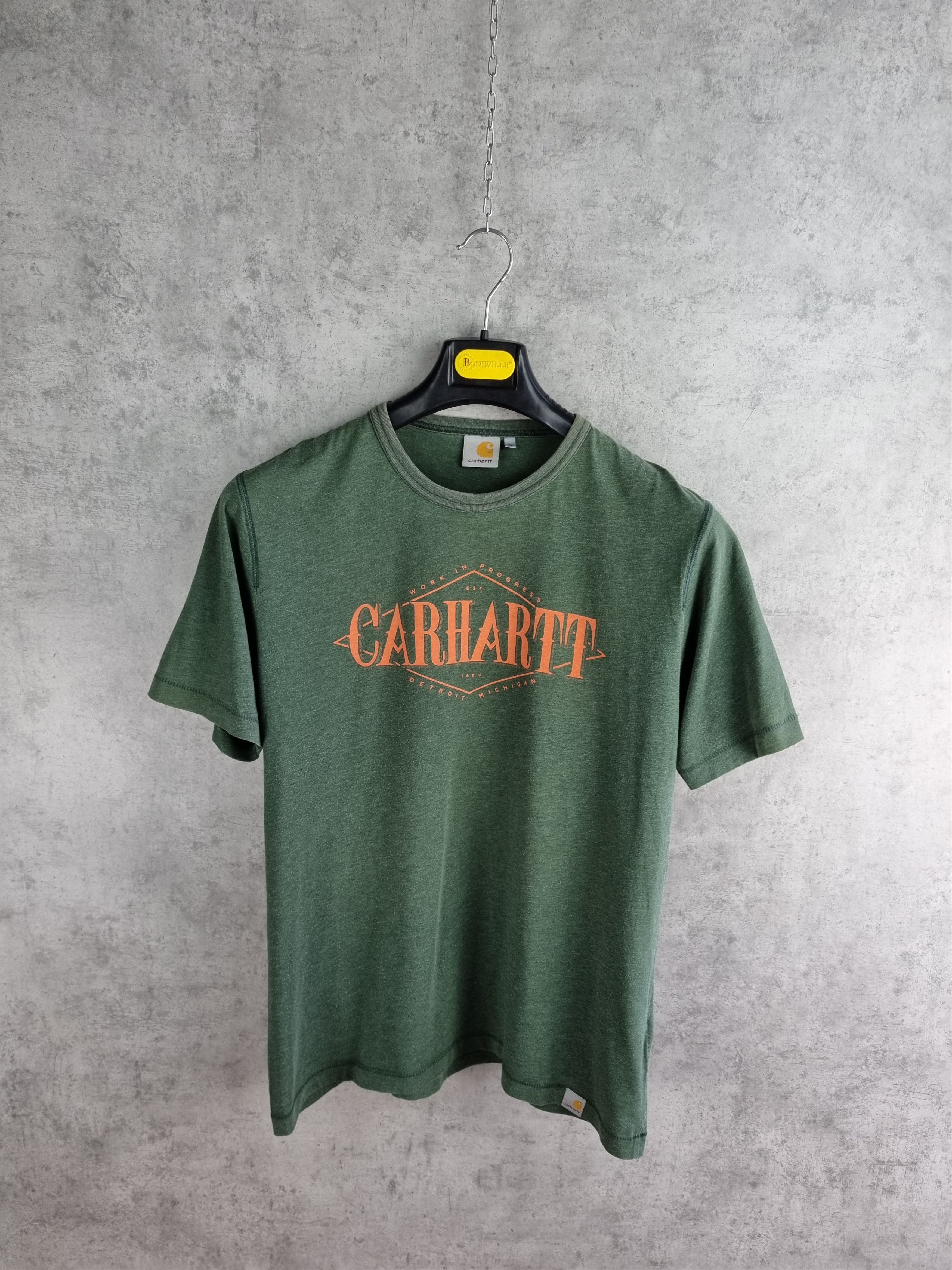 Carhartt × Vintage Vintage Carhartt Big Logo Tee shirt Green Military Detroit Size US L / EU 52-54 / 3 - 5 Thumbnail