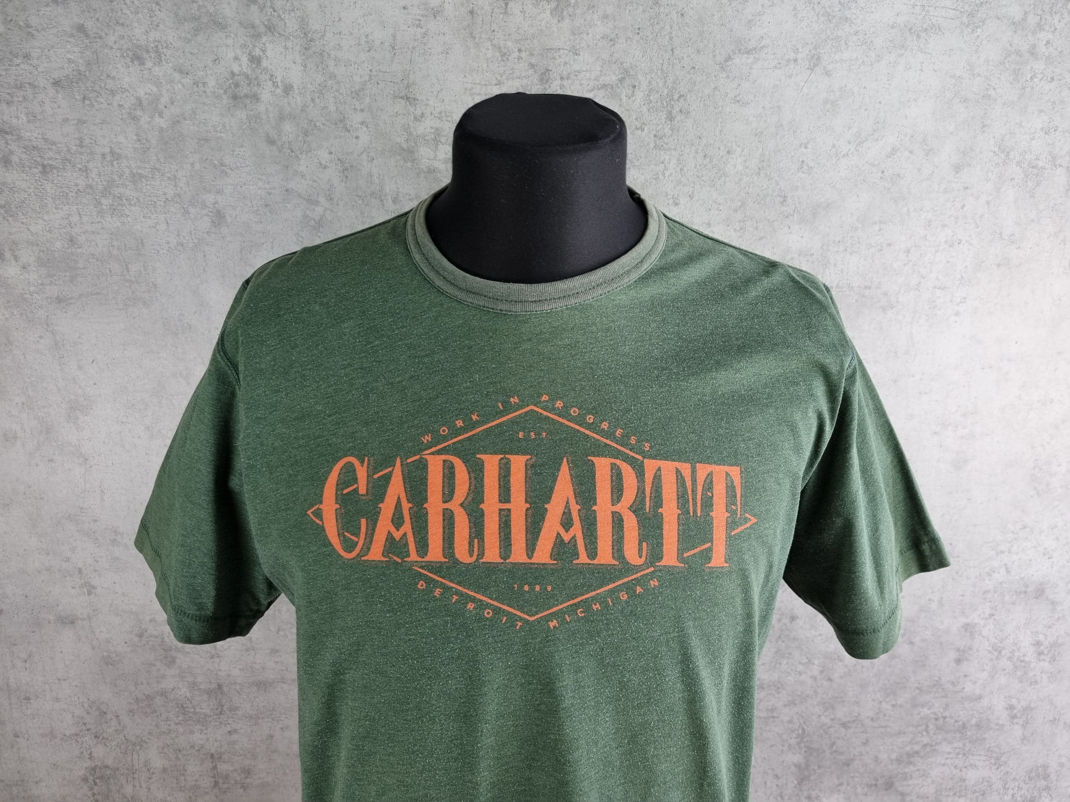 Carhartt × Vintage Vintage Carhartt Big Logo Tee shirt Green Military Detroit Size US L / EU 52-54 / 3 - 2 Thumbnail