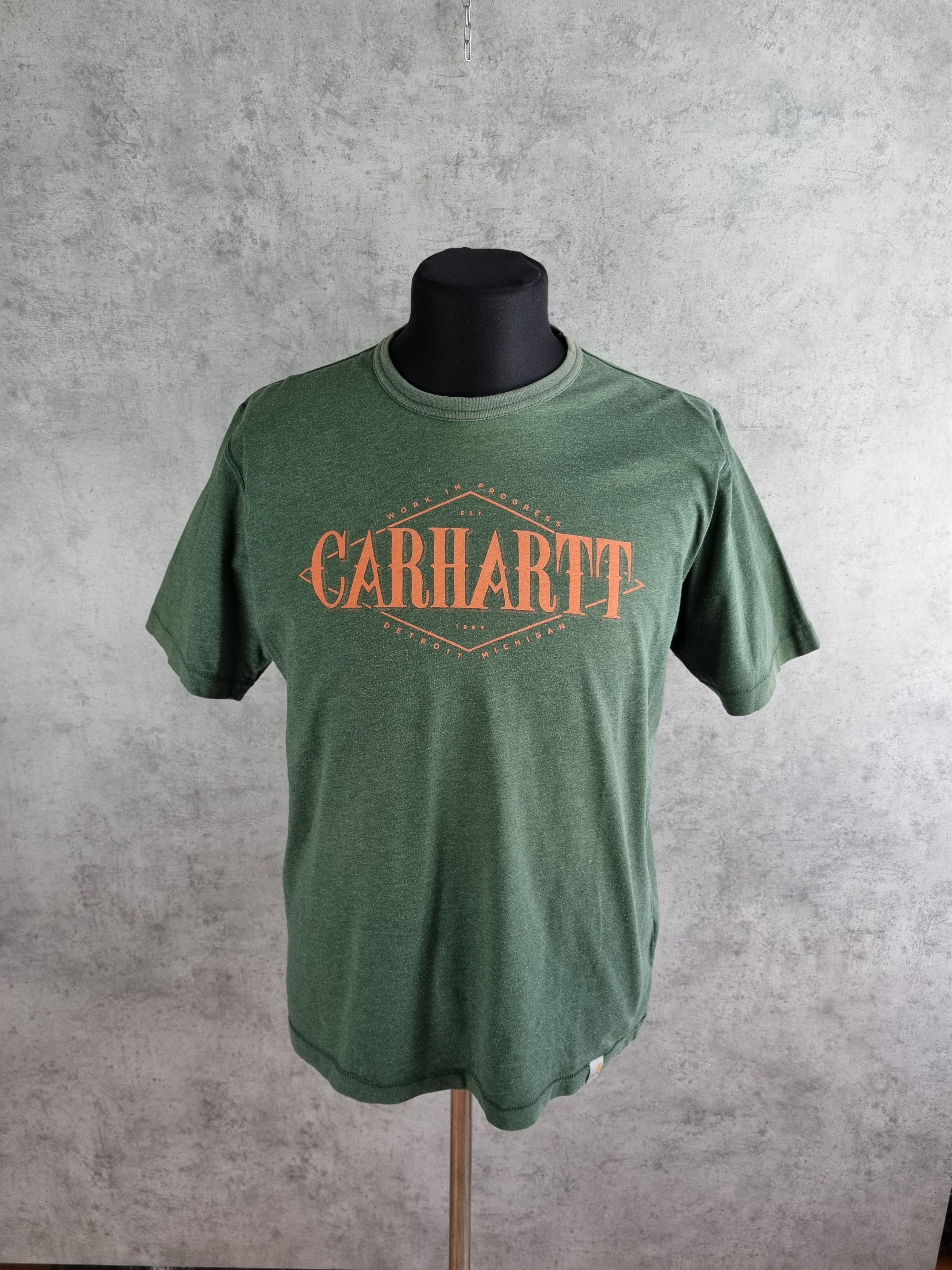 Carhartt × Vintage Vintage Carhartt Big Logo Tee shirt Green Military Detroit Size US L / EU 52-54 / 3 - 8 Thumbnail