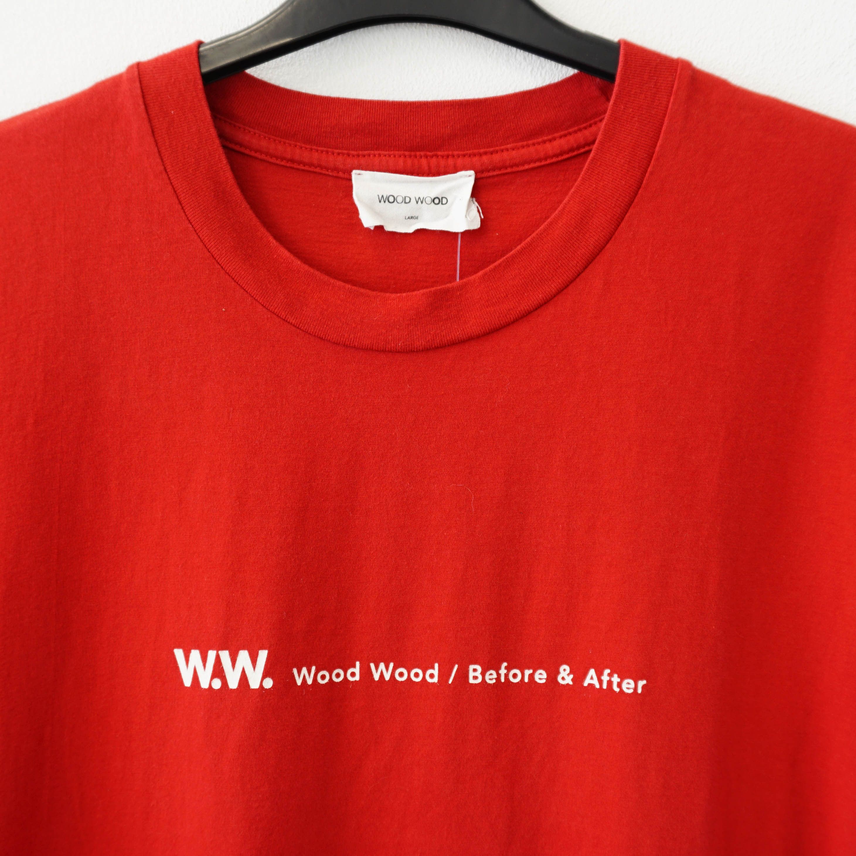 Wood Wood Before & After Graphic Text Logo Red Tee Size L / US 10 / IT 46 - 2 Thumbnail