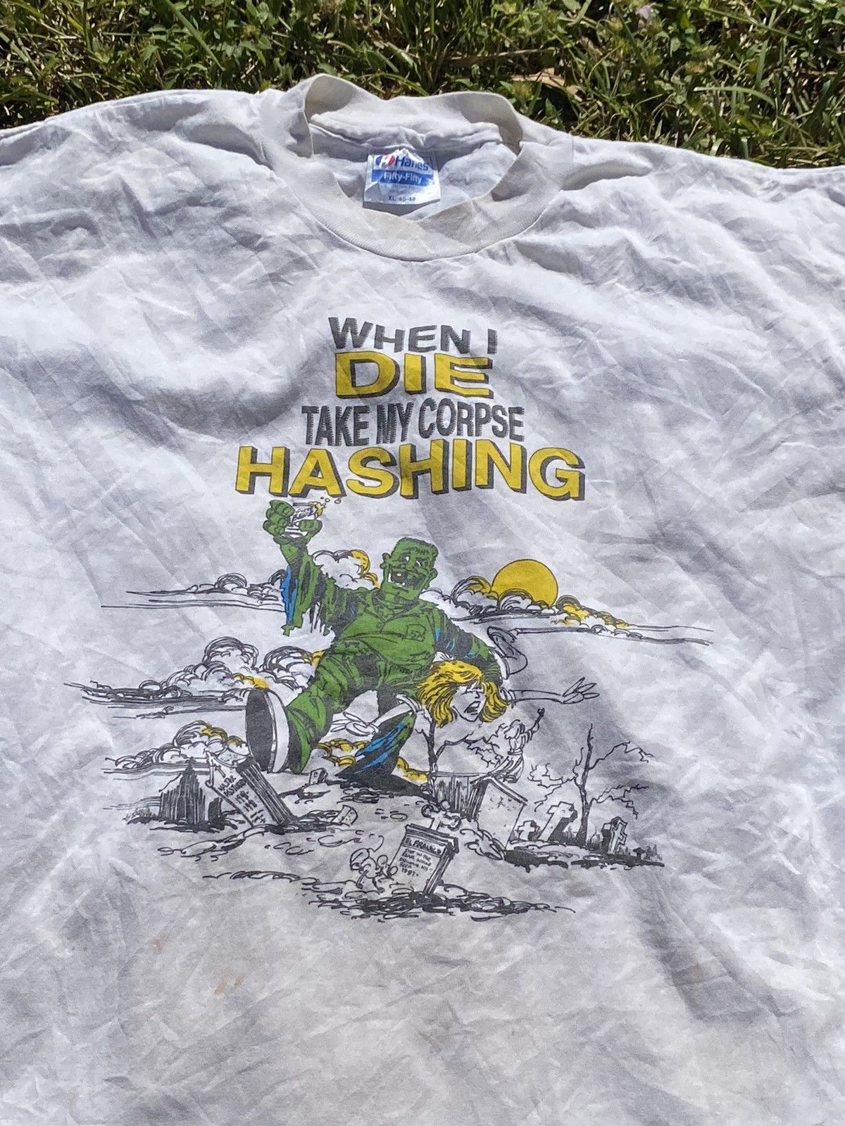Vintage When I die take my corpse hashing T-shirt 90s single stitch Size US XL / EU 56 / 4 - 1 Thumbnail