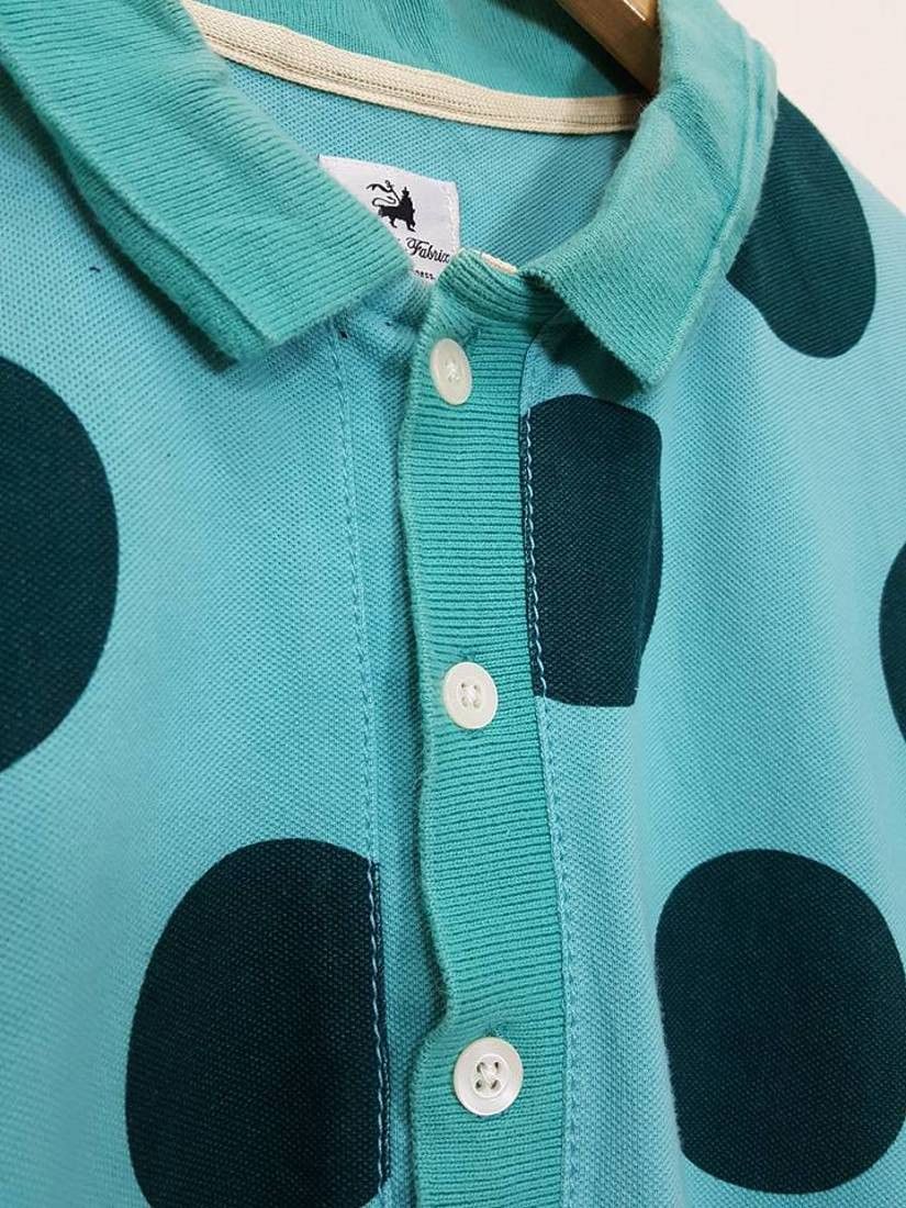 Sasquatchfabrix Aqua Turquoise Polkadot Polo Shirt by Daisuke Yokoyama Size US M / EU 48-50 / 2 - 6 Thumbnail