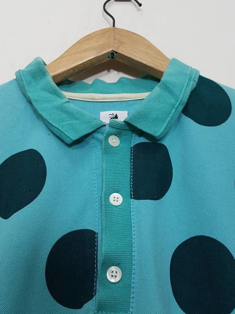 Sasquatchfabrix Aqua Turquoise Polkadot Polo Shirt by Daisuke Yokoyama Size US M / EU 48-50 / 2 - 5 Thumbnail