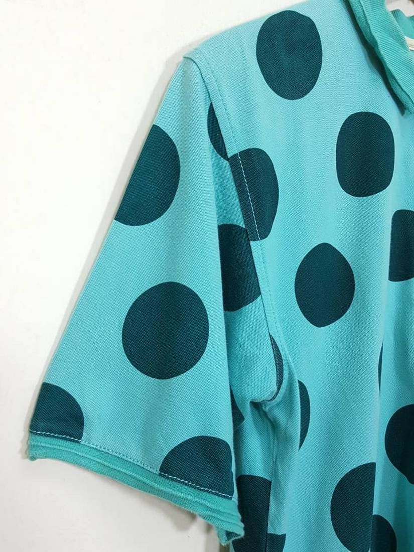 Sasquatchfabrix Aqua Turquoise Polkadot Polo Shirt by Daisuke Yokoyama Size US M / EU 48-50 / 2 - 7 Thumbnail