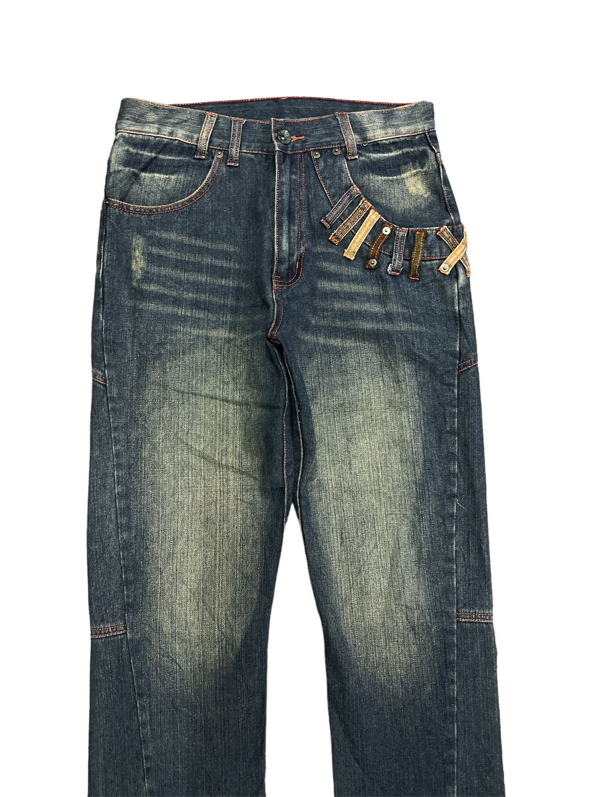 Japanese Brand EAT EYES💥 DISTRESSED DENIM TWIST PANT Size US 29 - 3 Thumbnail