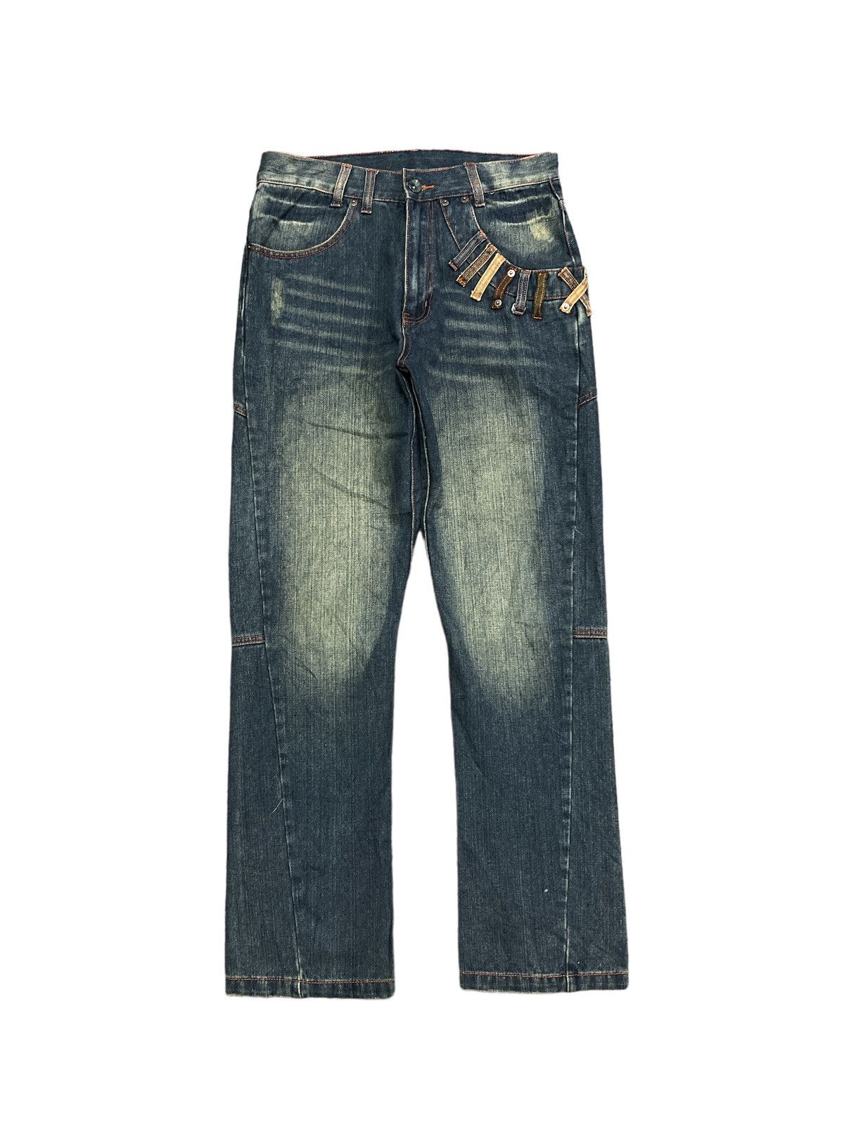 Japanese Brand EAT EYES💥 DISTRESSED DENIM TWIST PANT Size US 29 - 2 Thumbnail