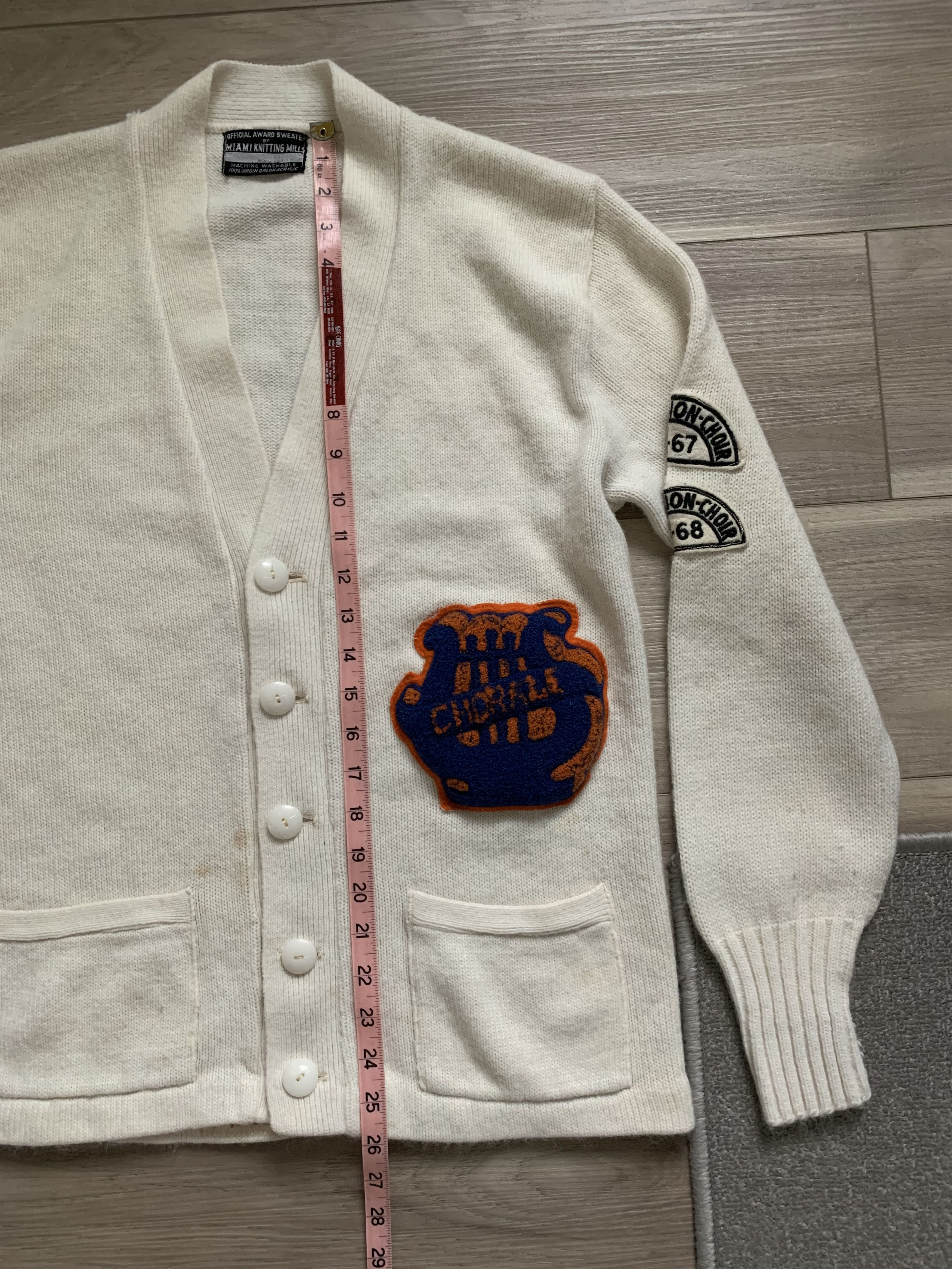 Vintage 1968 SCHOOL KNIT VARSITY CARDIGAN / 1960s CHOIR Size US S / EU 44-46 / 1 - 6 Thumbnail