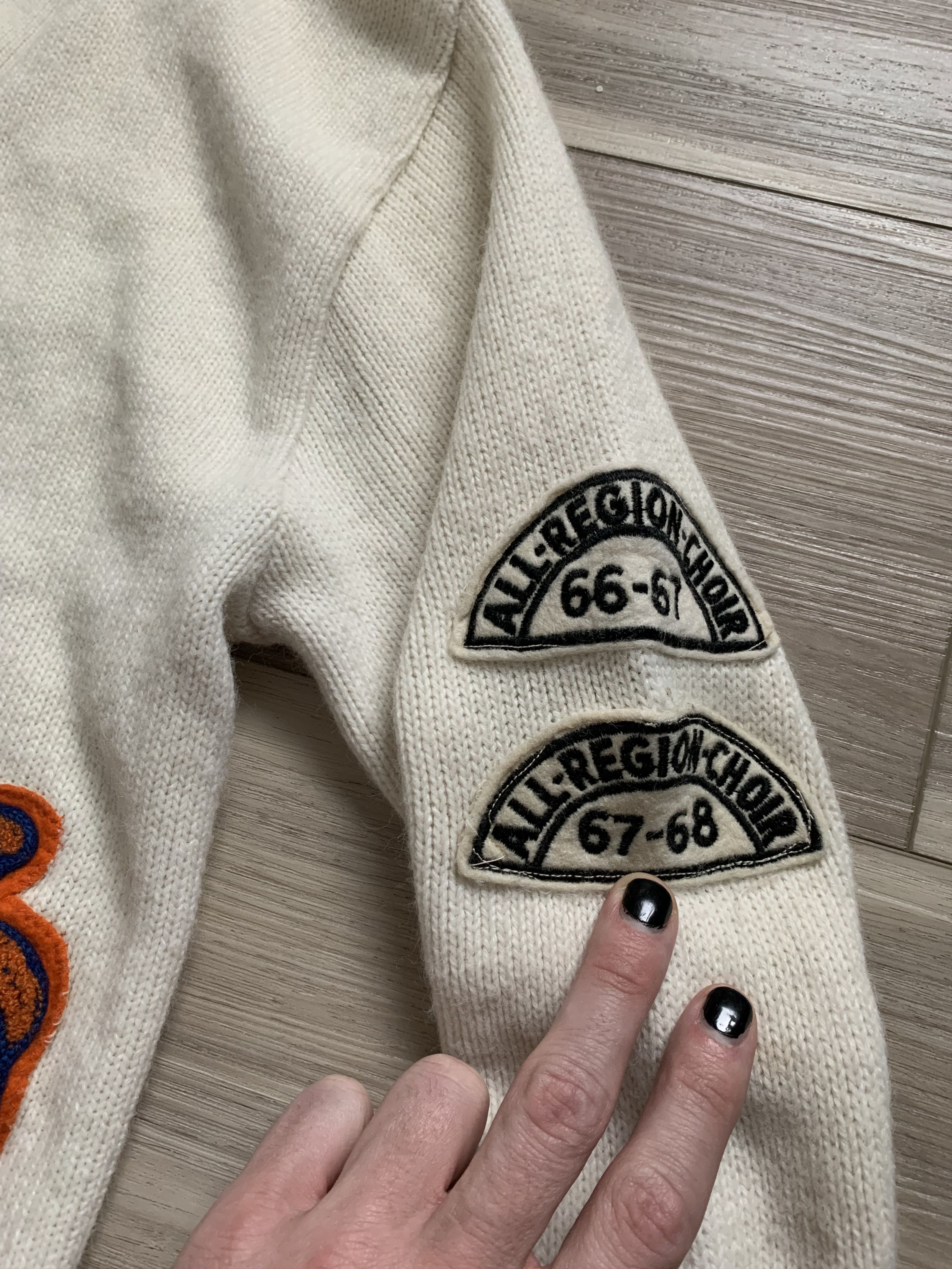 Vintage 1968 SCHOOL KNIT VARSITY CARDIGAN / 1960s CHOIR Size US S / EU 44-46 / 1 - 4 Thumbnail