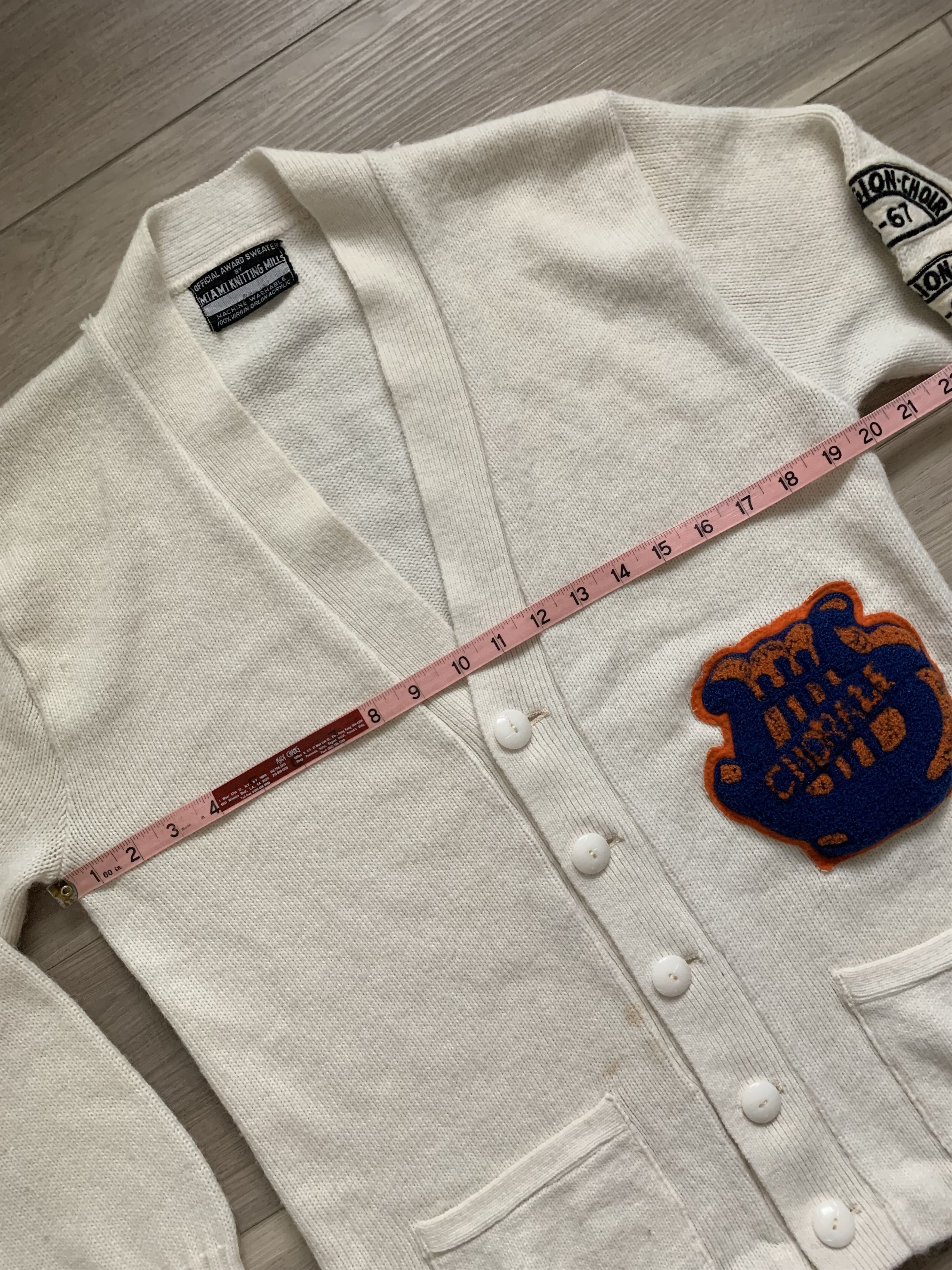 Vintage 1968 SCHOOL KNIT VARSITY CARDIGAN / 1960s CHOIR Size US S / EU 44-46 / 1 - 7 Thumbnail