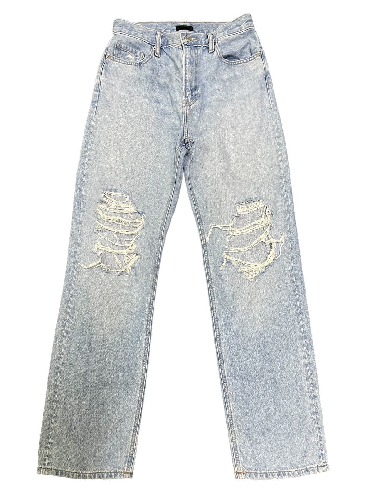 image of Jun Takahashi x Uniqlo Vintage Japanese Uniqlo Blue Wash Distress Style Jeans, Women's (Size 26)