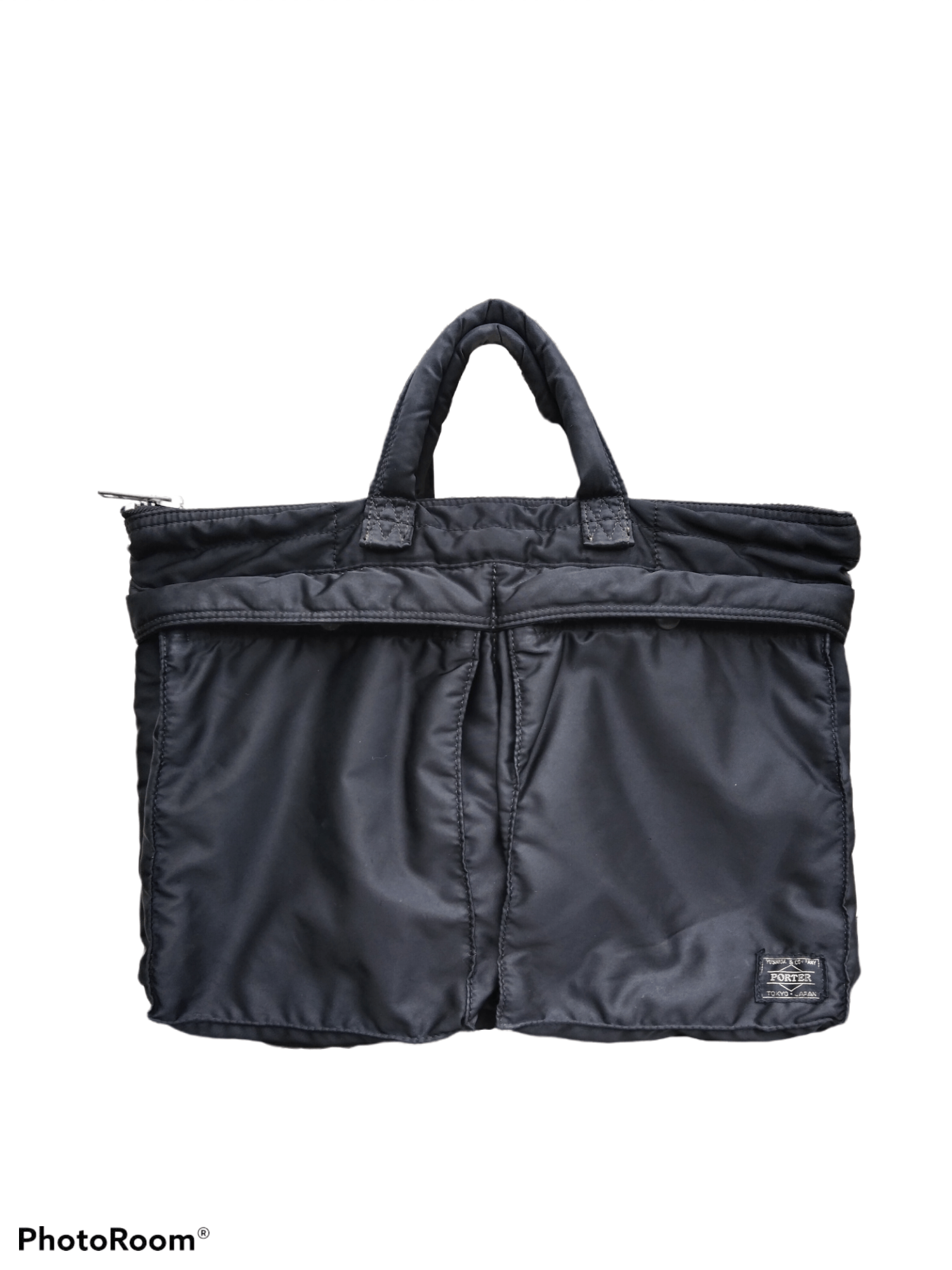 image of Porter Black Nylon Tanker Padded Briefcase, Men's