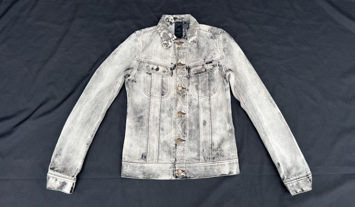 image of Galaben D Japan Acid Washed Stretch Denim Trucker Jacket, Men's (Size Small)