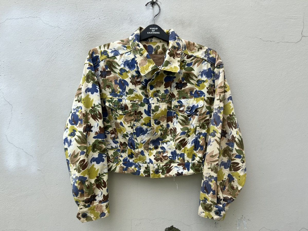 45rpm Vintage 90s 45rpm Japan Flowers Art Cropped Trucker Jacket Size US M / EU 48-50 / 2 - 6 Thumbnail