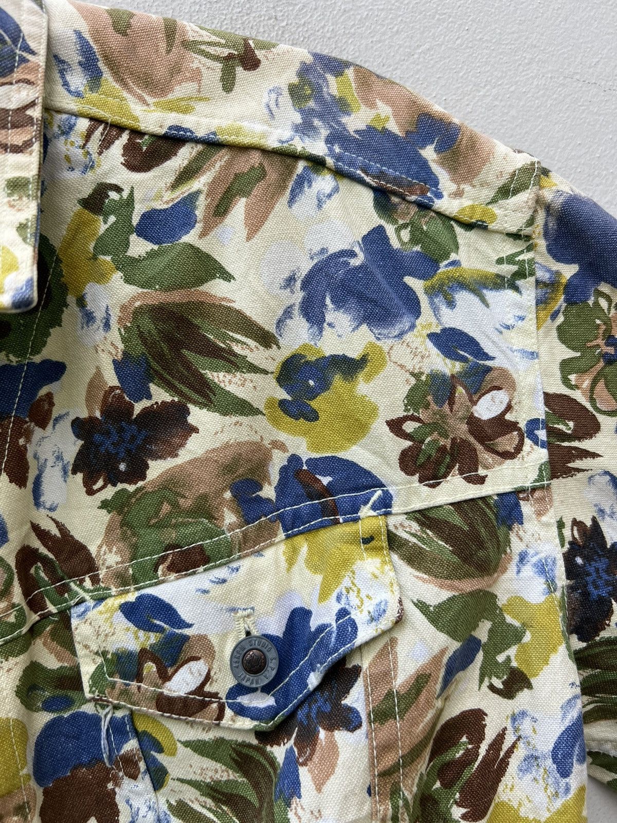 45rpm Vintage 90s 45rpm Japan Flowers Art Cropped Trucker Jacket Size US M / EU 48-50 / 2 - 9 Thumbnail