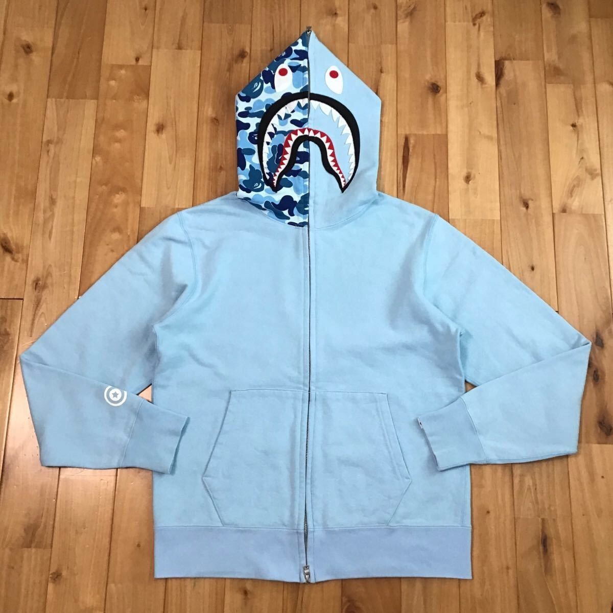 Bape BAPE ABC camo blue × light blue shark full zip hoodie APE | Grailed