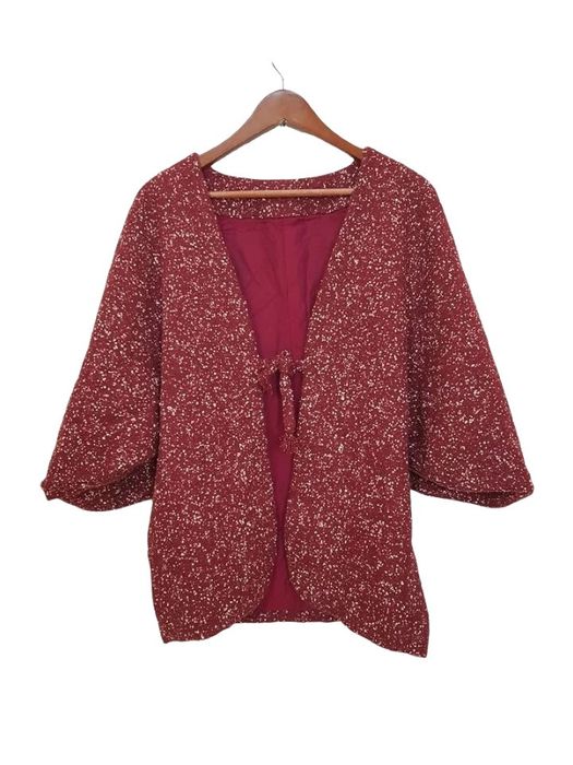 Japanese Brand Awase Haori Hanten Kimono White Sparkles Japan Jacket