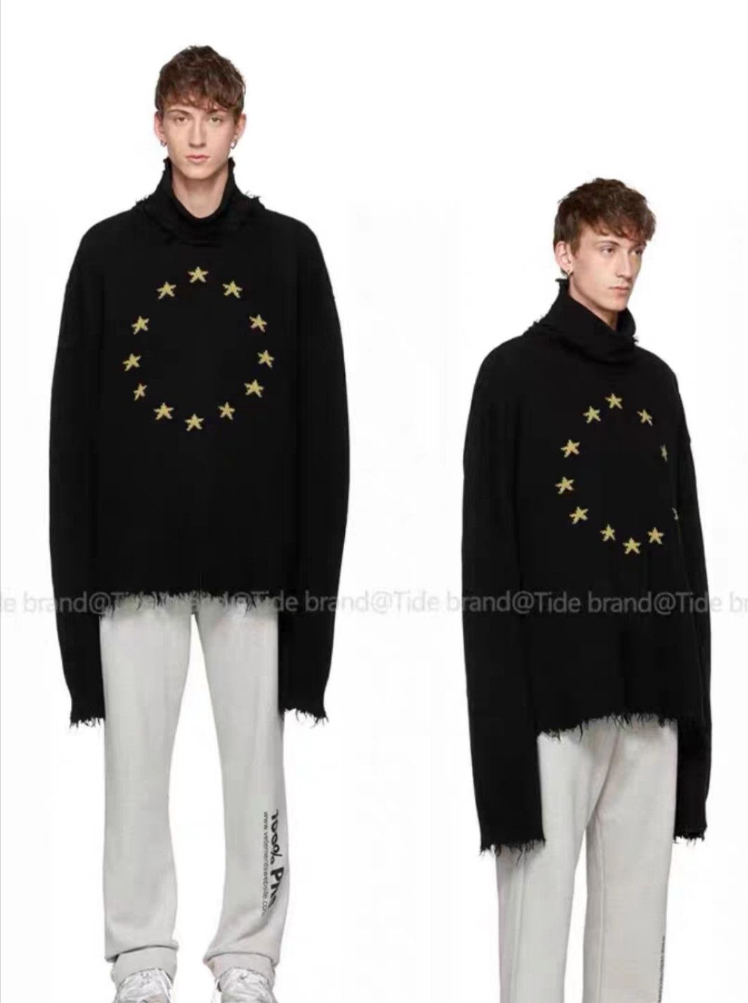 Vetements VTM 2018FW 12 Stars High Collar Knit Sweater