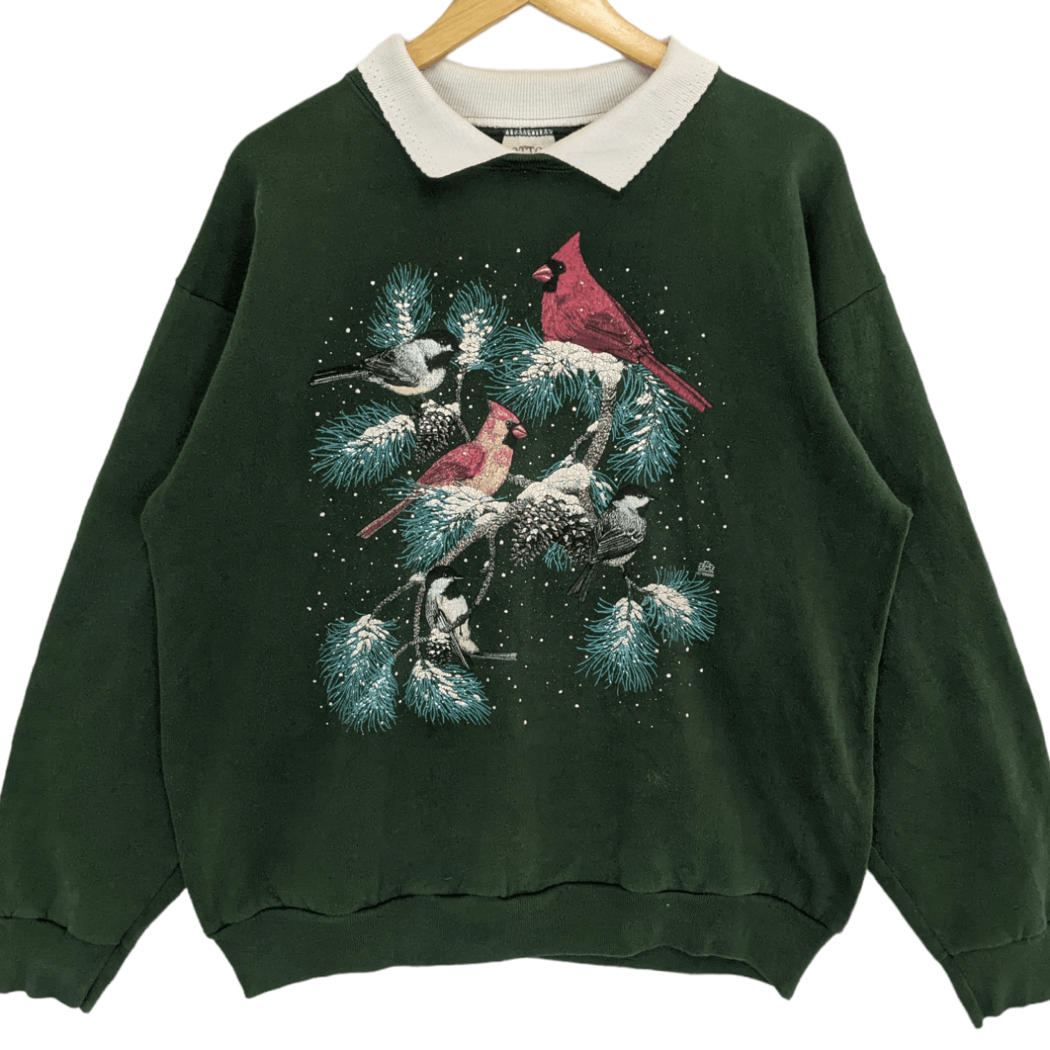 Vintage Vintage 90's COTTON GROVE Bird Painting Drawing Sweatshirt Size US L / EU 52-54 / 3 - 2 Thumbnail