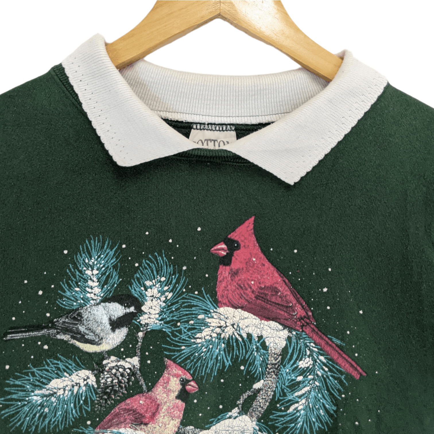 Vintage Vintage 90's COTTON GROVE Bird Painting Drawing Sweatshirt Size US L / EU 52-54 / 3 - 4 Thumbnail