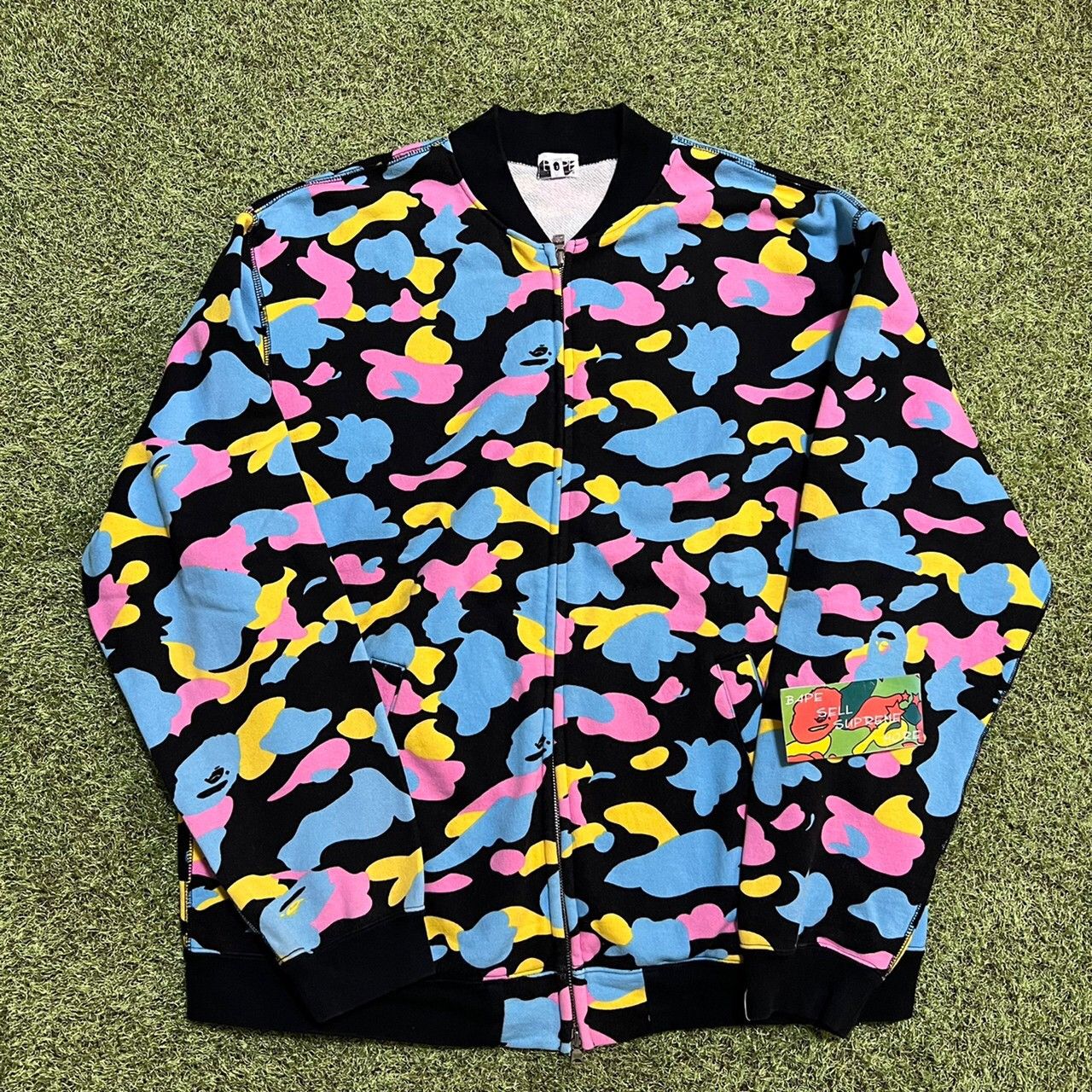image of Bape Cotton Candy Versity Jacket, Men's (Size Large)