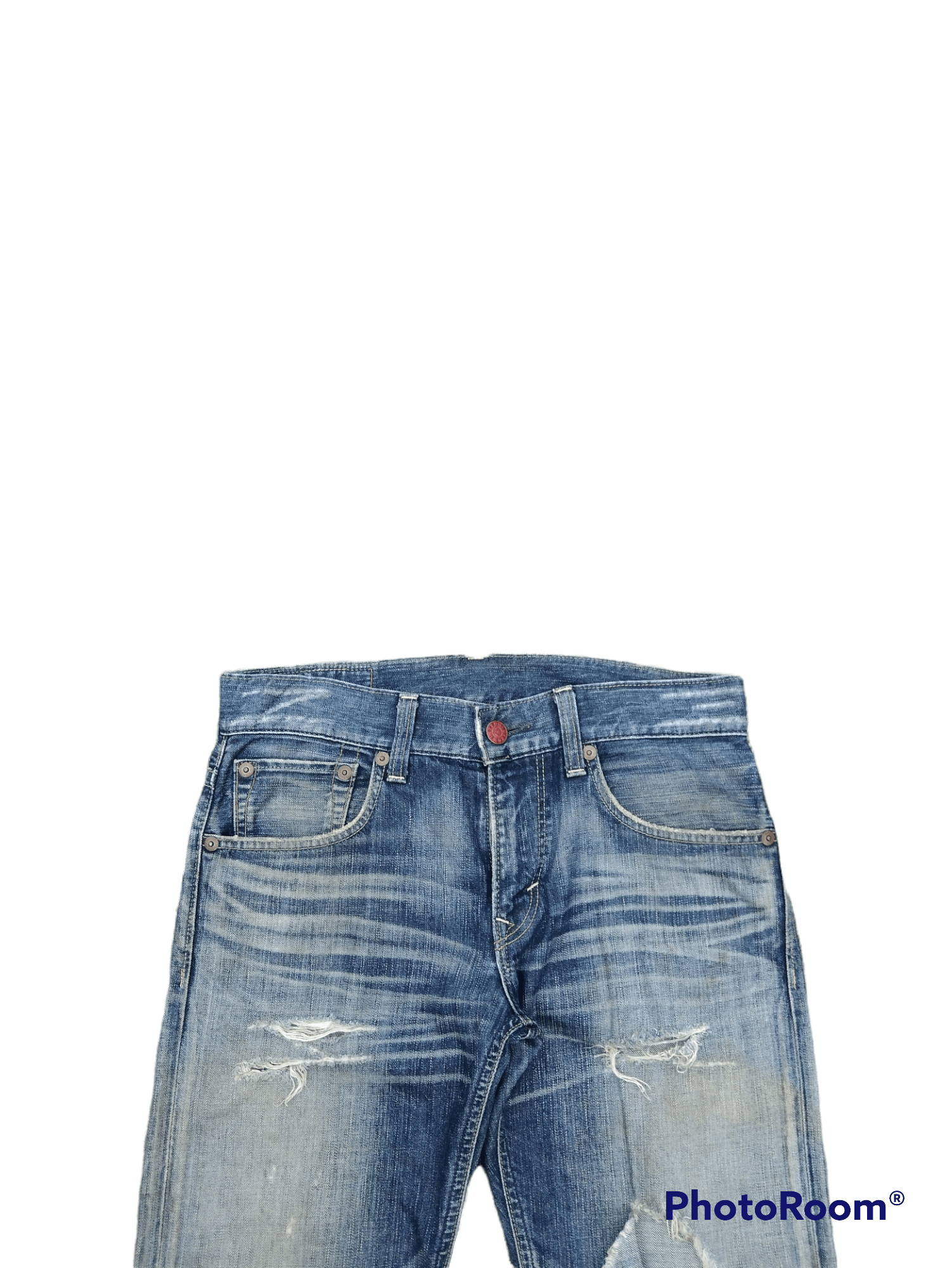 Japanese Brand FLARED DiSTRESSED RIPED BLUE TRIP DENIM PANTS Size US 31 - 4 Thumbnail
