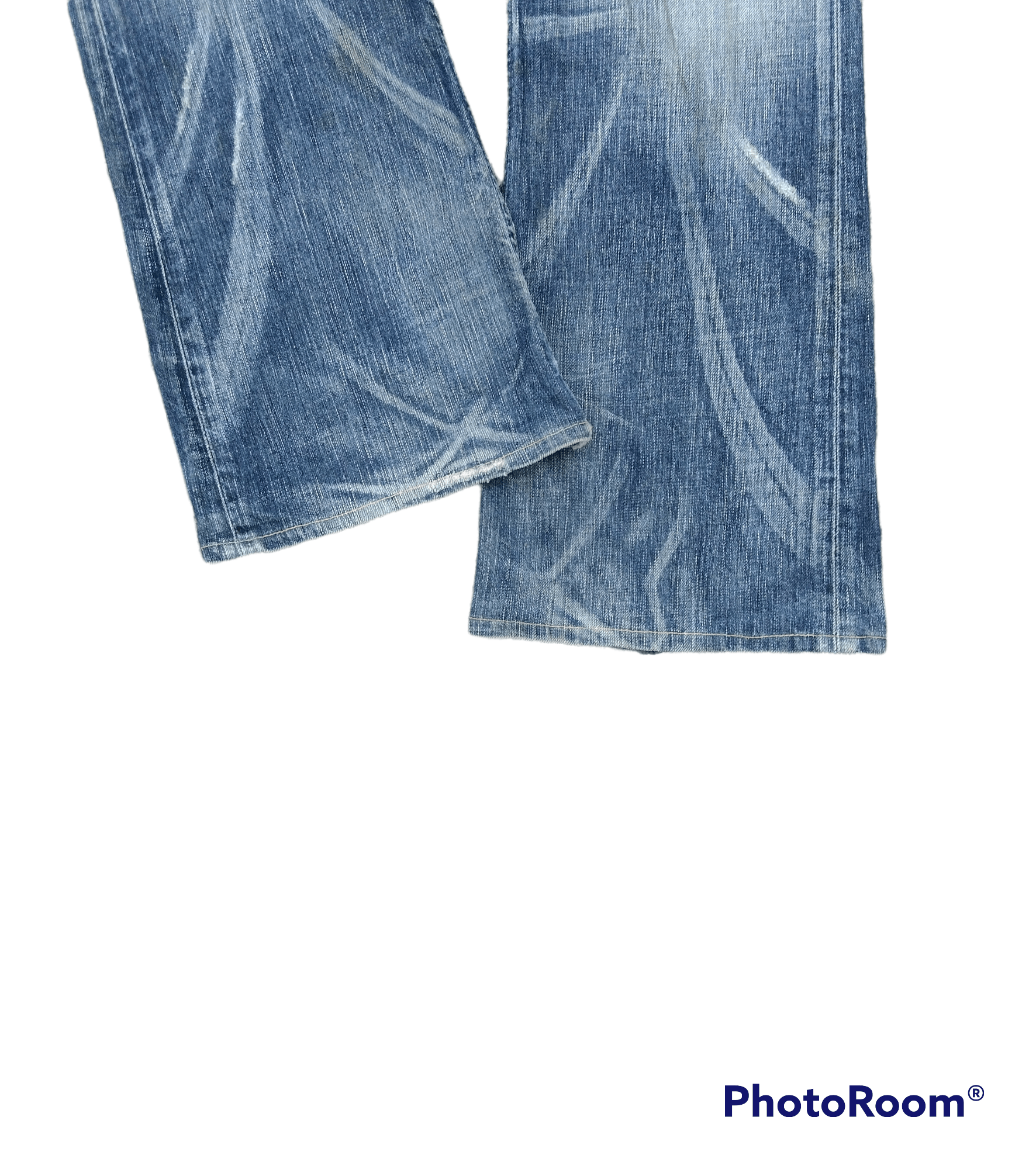 Japanese Brand FLARED DiSTRESSED RIPED BLUE TRIP DENIM PANTS Size US 31 - 7 Thumbnail