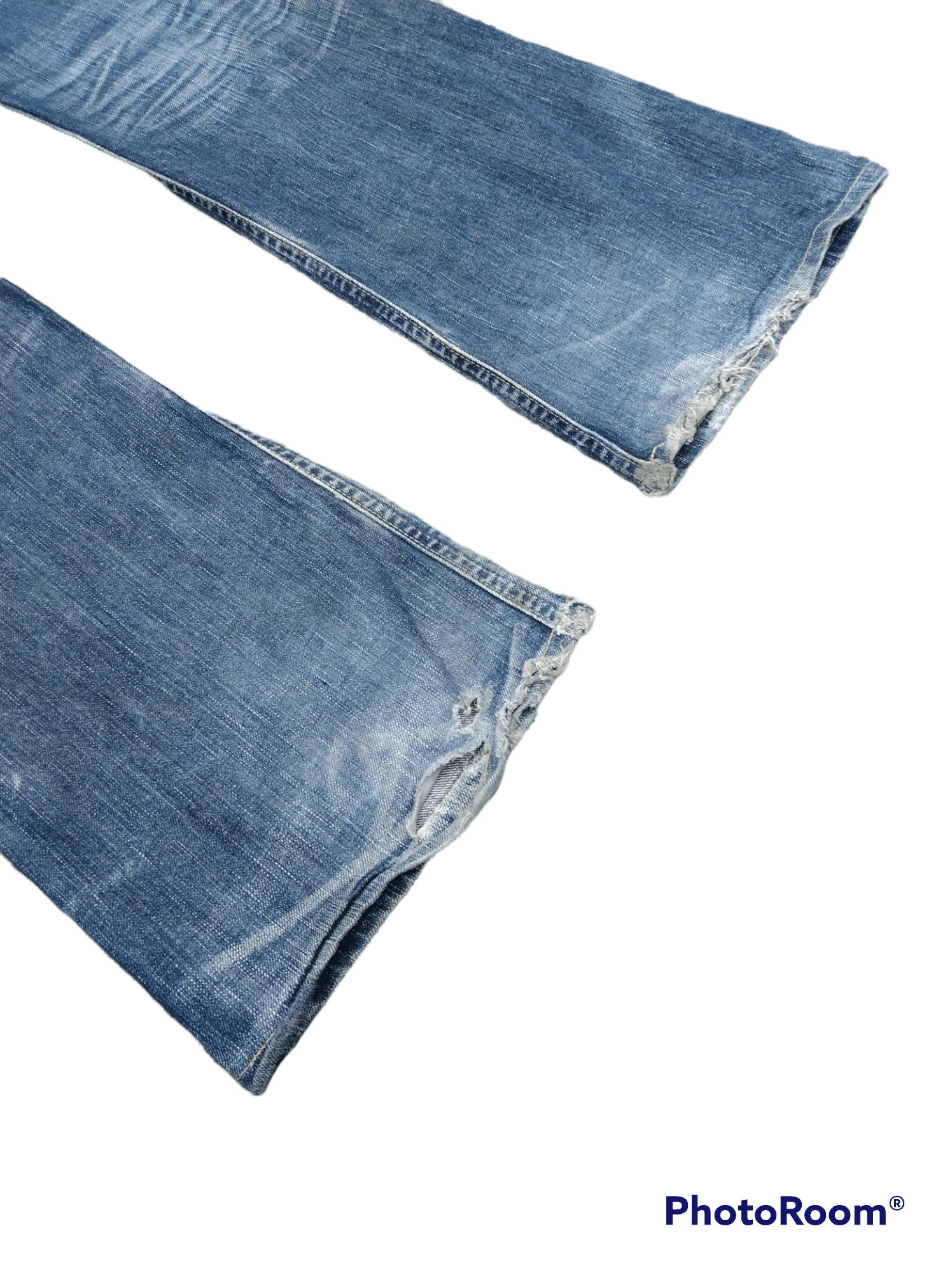 Japanese Brand FLARED DiSTRESSED RIPED BLUE TRIP DENIM PANTS Size US 31 - 6 Thumbnail
