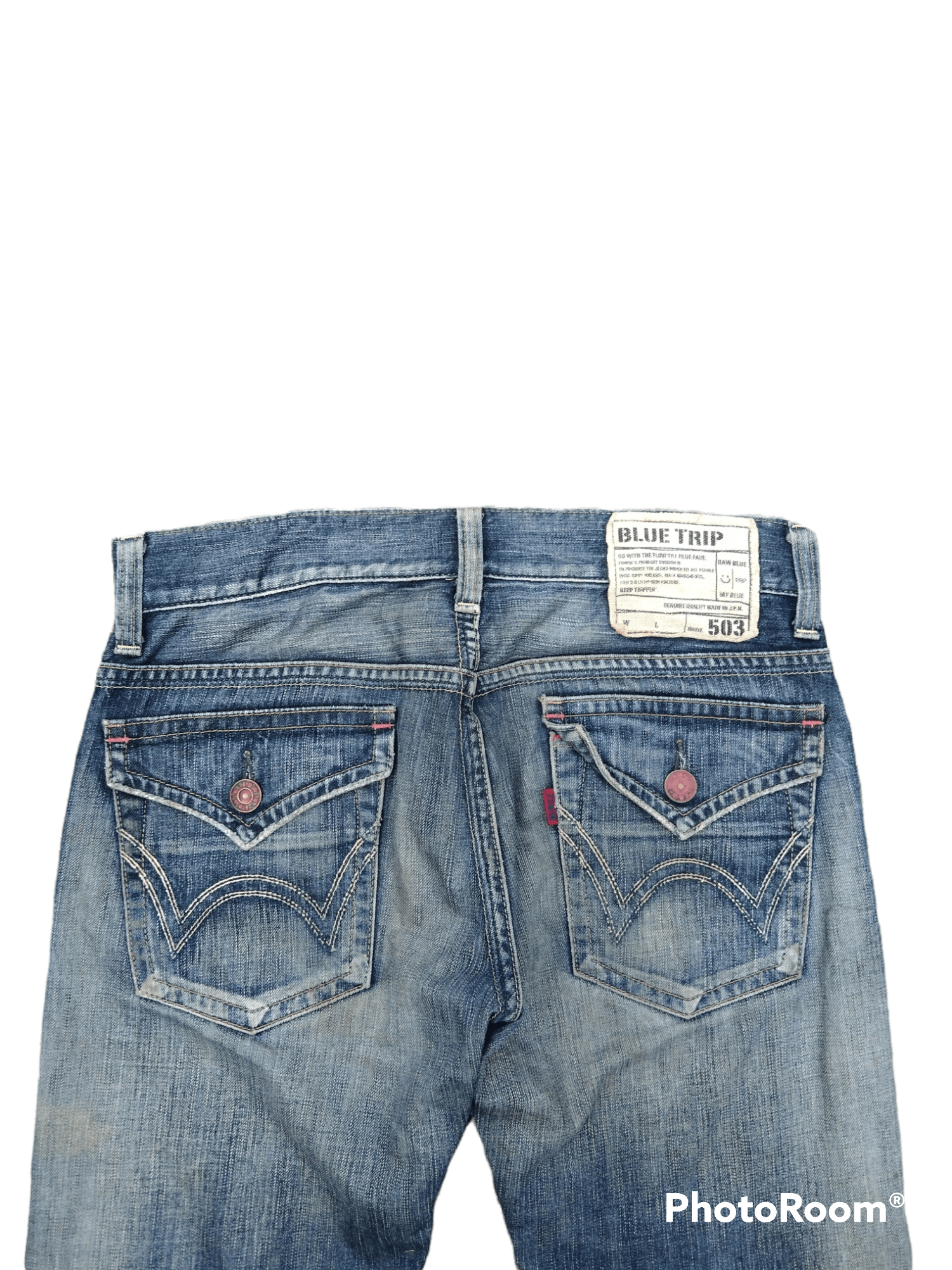 Japanese Brand FLARED DiSTRESSED RIPED BLUE TRIP DENIM PANTS Size US 31 - 5 Thumbnail