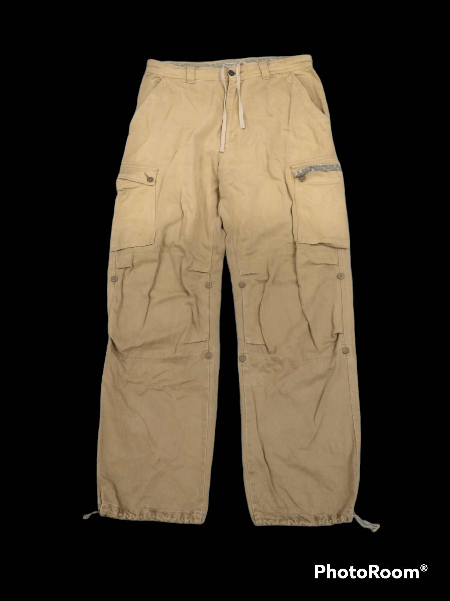 image of Avant Garde x Hype Thrash Baggy Sun Fade Snny Clouds Cargo Pants in Khaki Brown, Men's (Size 33)