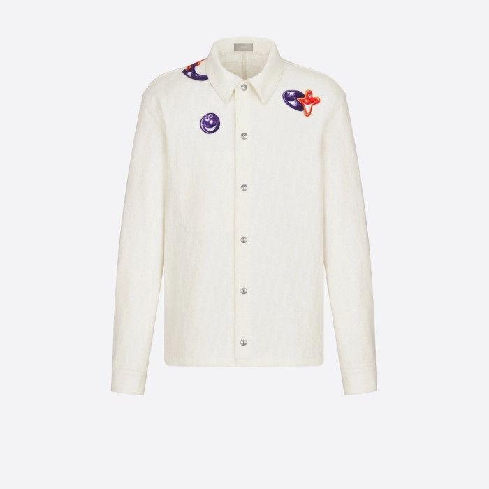 image of Dior And Kenny Scharf Overshirt White Cotton Denim, Men's (Size Large)