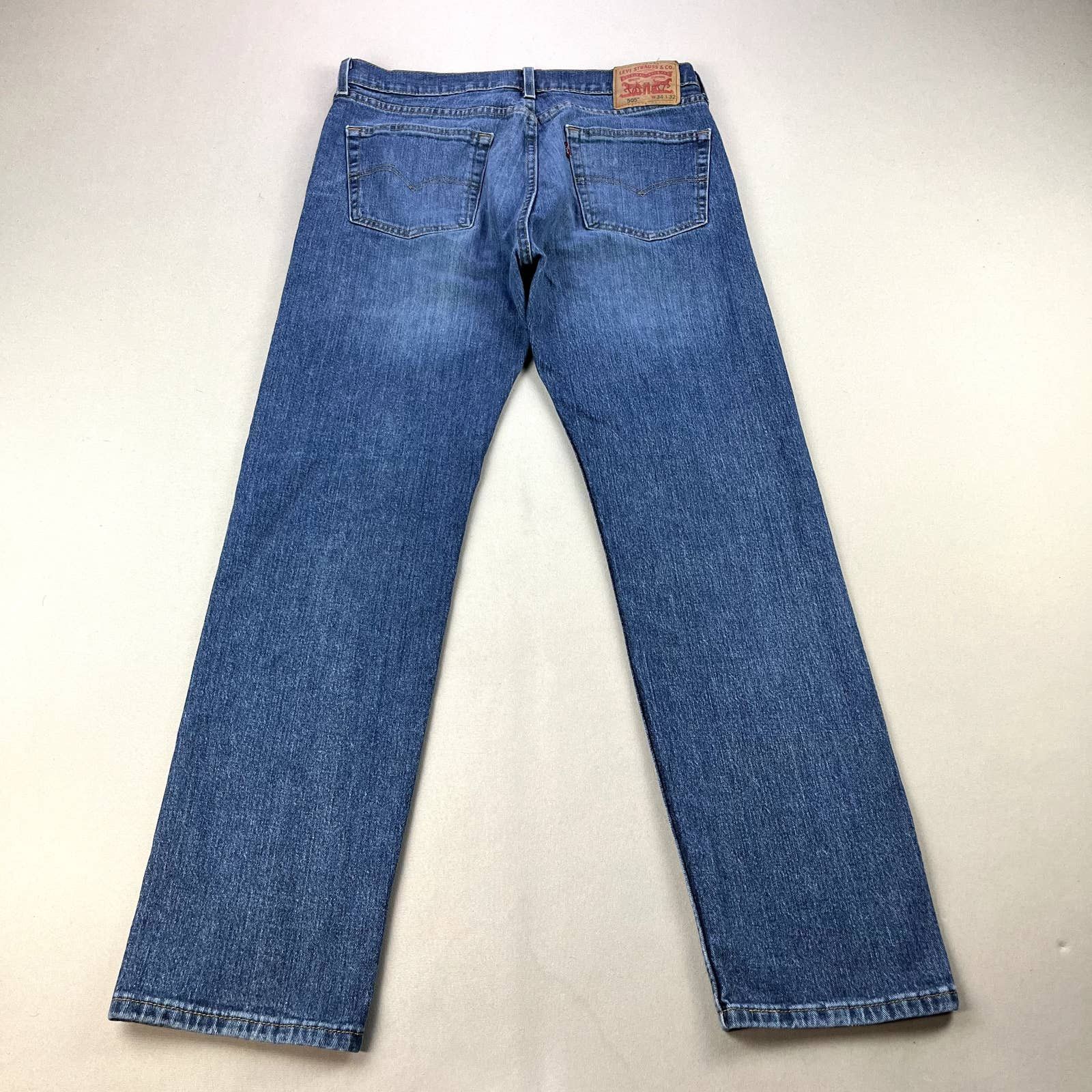 Levi's Levis 505 Jeans 34x32 Blue Denim Regular Straight Stone Wash ...