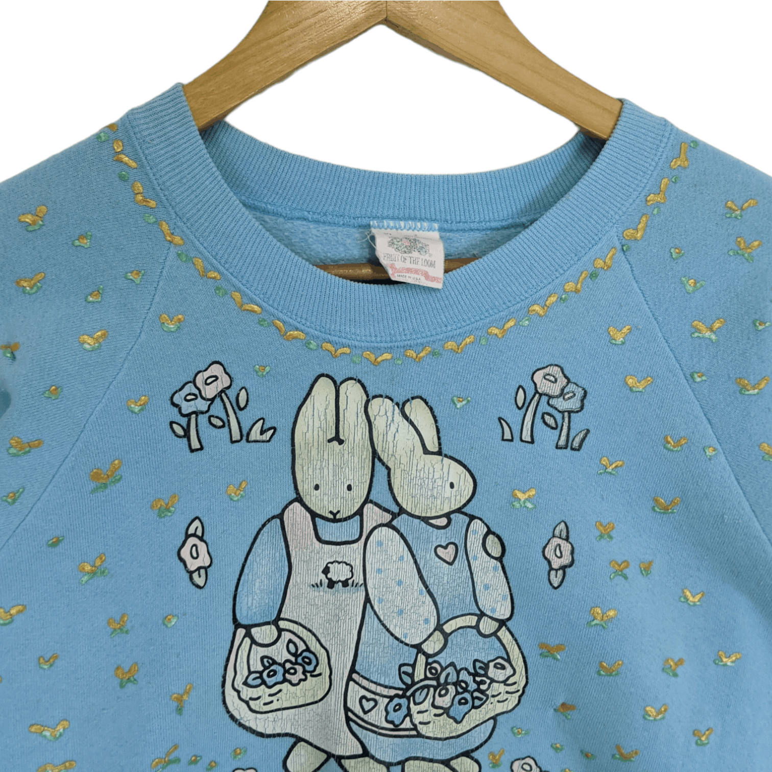 Fruit Of The Loom Vintage 90's FOTL Rabbit Animal Graphic Cartoon Sweatshirt Size US XL / EU 56 / 4 - 4 Thumbnail