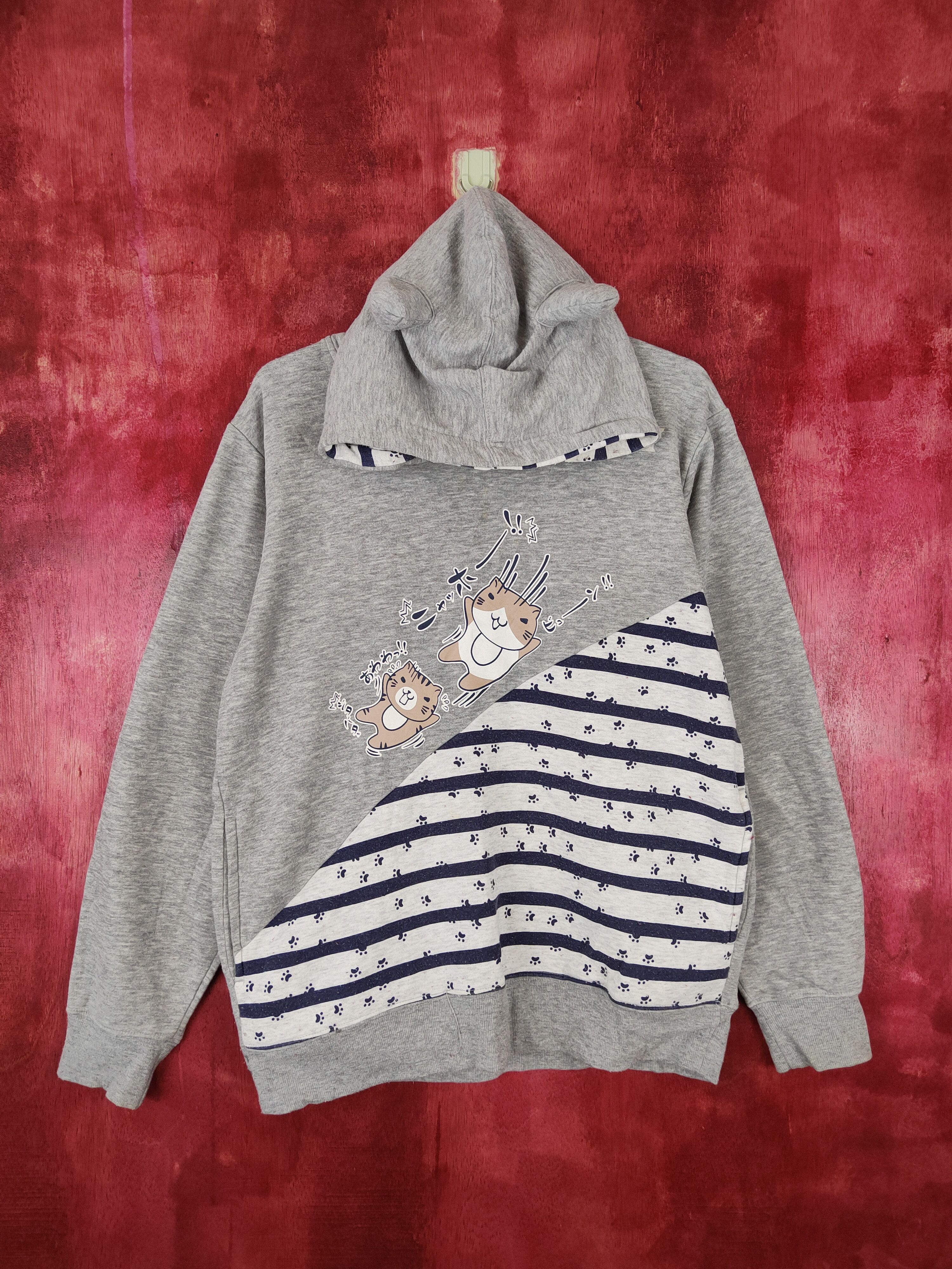 Anime × Cartoon Network × Japanese Brand Necobuchi-san cartoon Gray Hoodie Sweatshirt #5223 Size L / US 10 / IT 46 - 1 Thumbnail