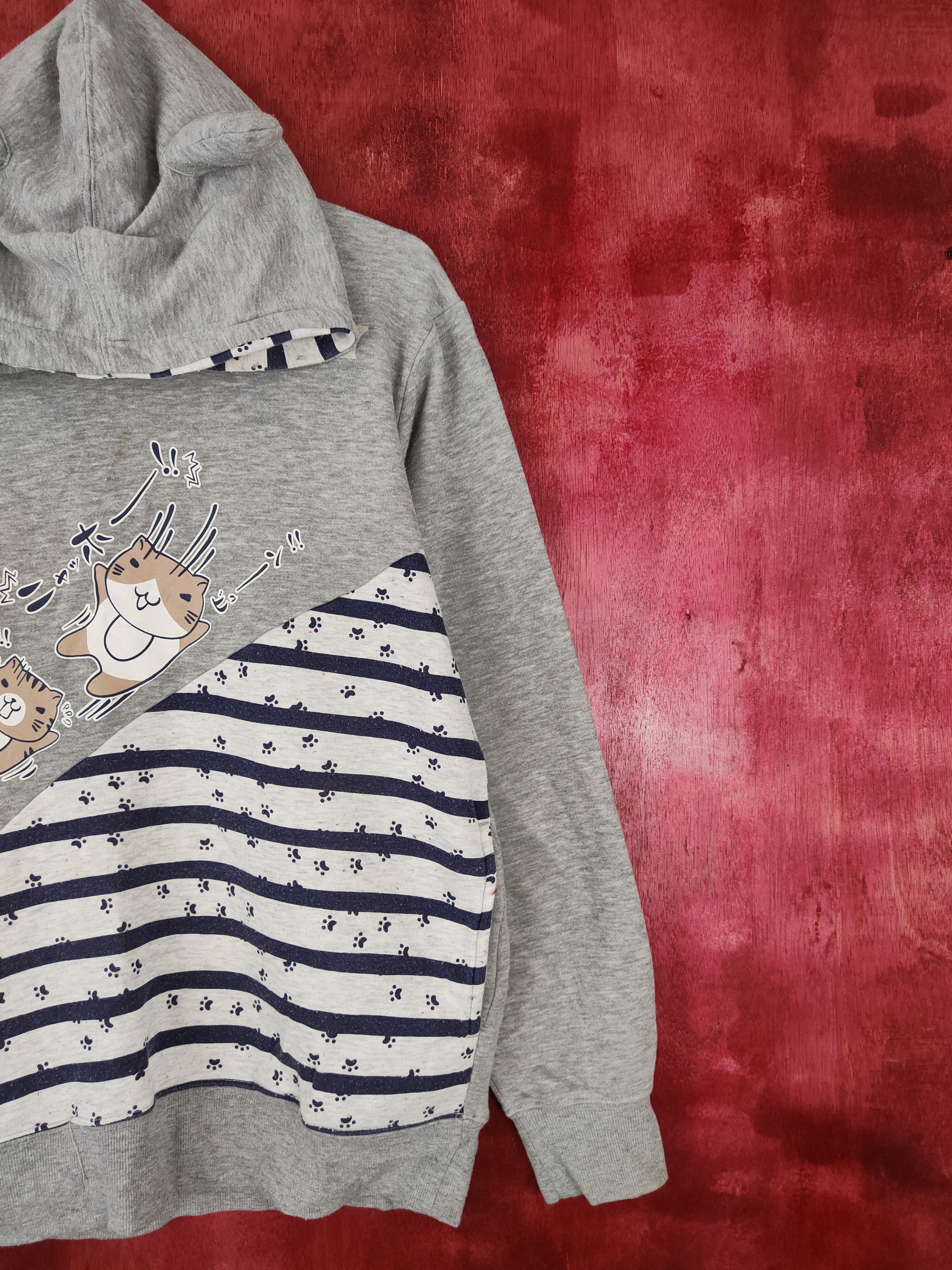 Anime × Cartoon Network × Japanese Brand Necobuchi-san cartoon Gray Hoodie Sweatshirt #5223 Size L / US 10 / IT 46 - 7 Thumbnail