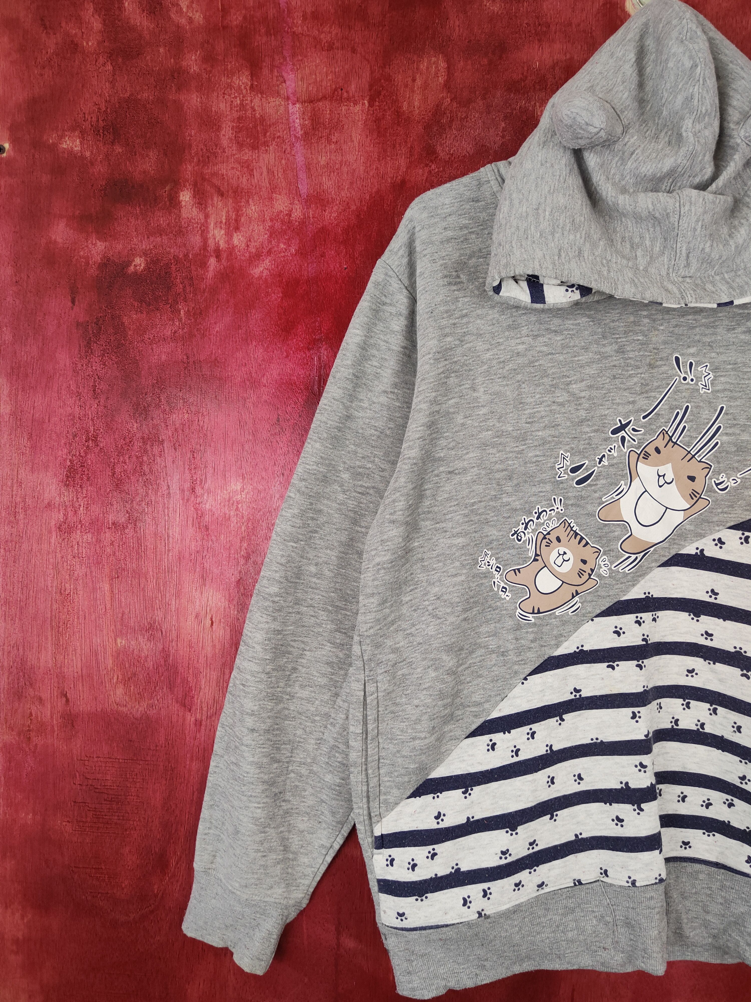 Anime × Cartoon Network × Japanese Brand Necobuchi-san cartoon Gray Hoodie Sweatshirt #5223 Size L / US 10 / IT 46 - 6 Thumbnail