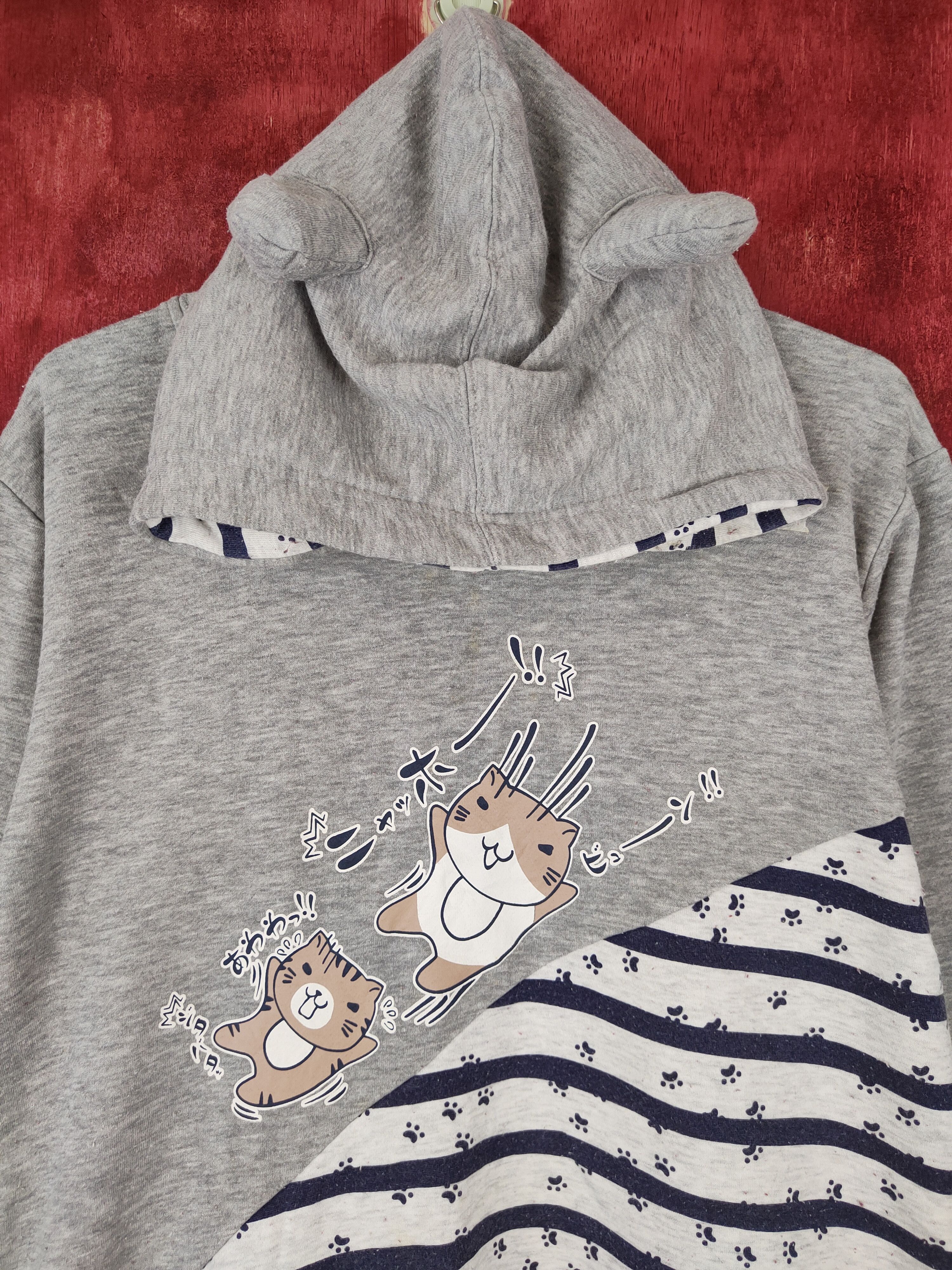 Anime × Cartoon Network × Japanese Brand Necobuchi-san cartoon Gray Hoodie Sweatshirt #5223 Size L / US 10 / IT 46 - 2 Thumbnail